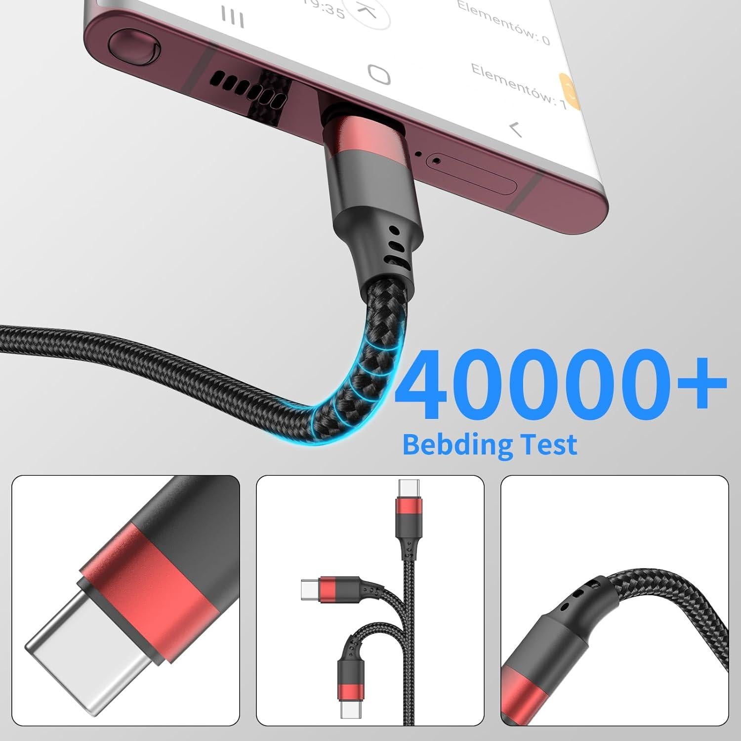 Cable USB C 50 cm Bkduice - Carga Rápida 3A, Paquete de 3