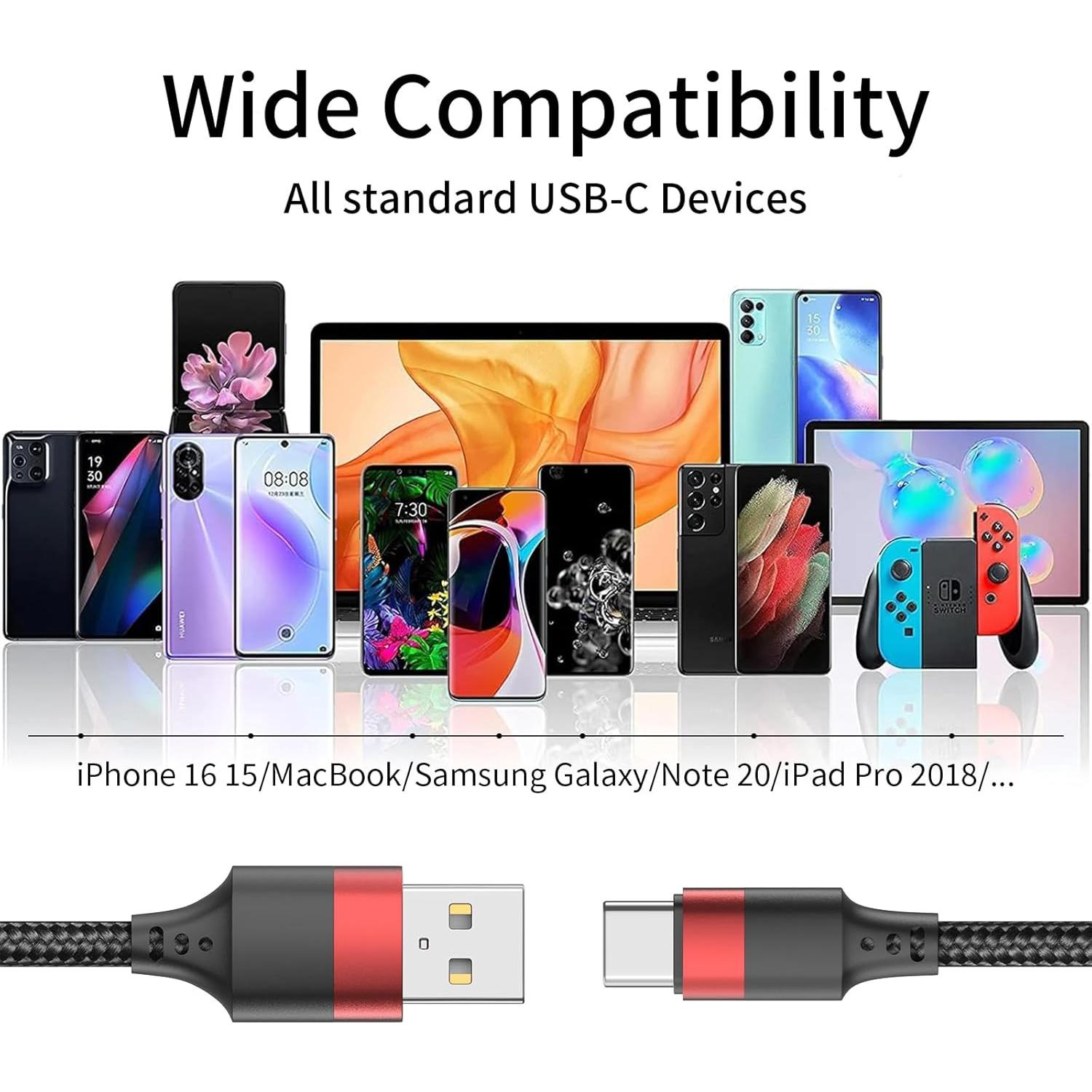 Cable USB C 50 cm Bkduice - Carga Rápida 3A, Paquete de 3