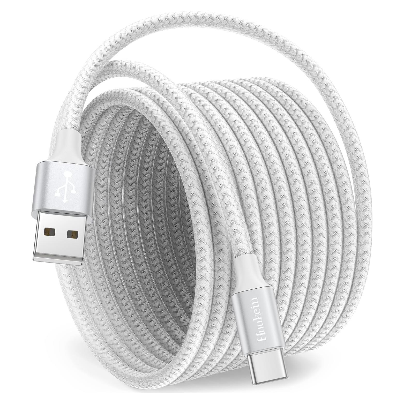 Cable USB A a USB C Huukein 3m Blanco Carga Rápida 3A