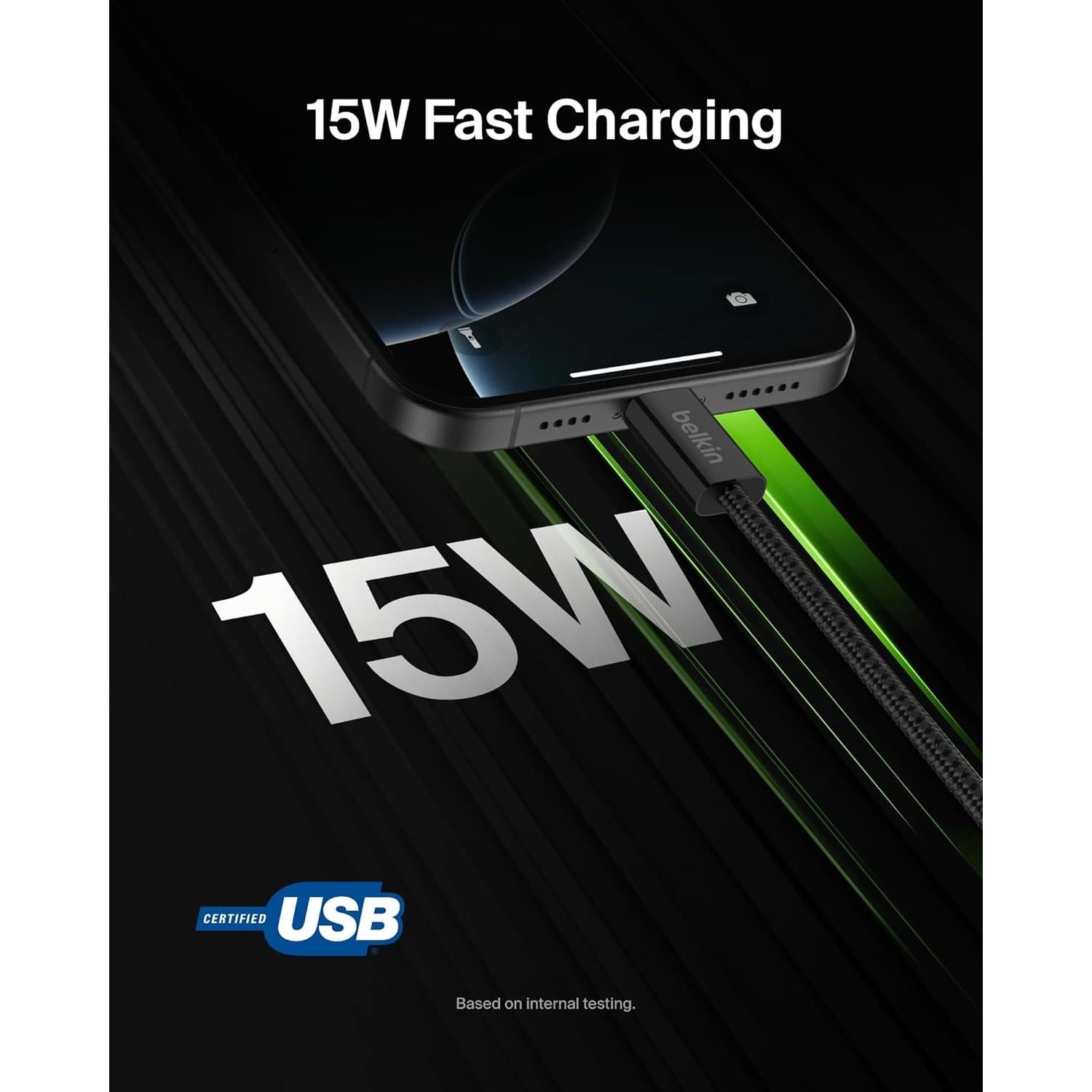 Cable USB A a USB C Belkin 2M 15W Carga Rápida Negro