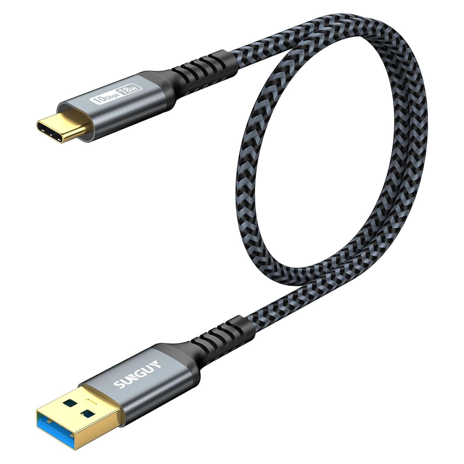 Cable USB C SUNGUY 0.46m 10Gbps Carga Rápida Android Auto