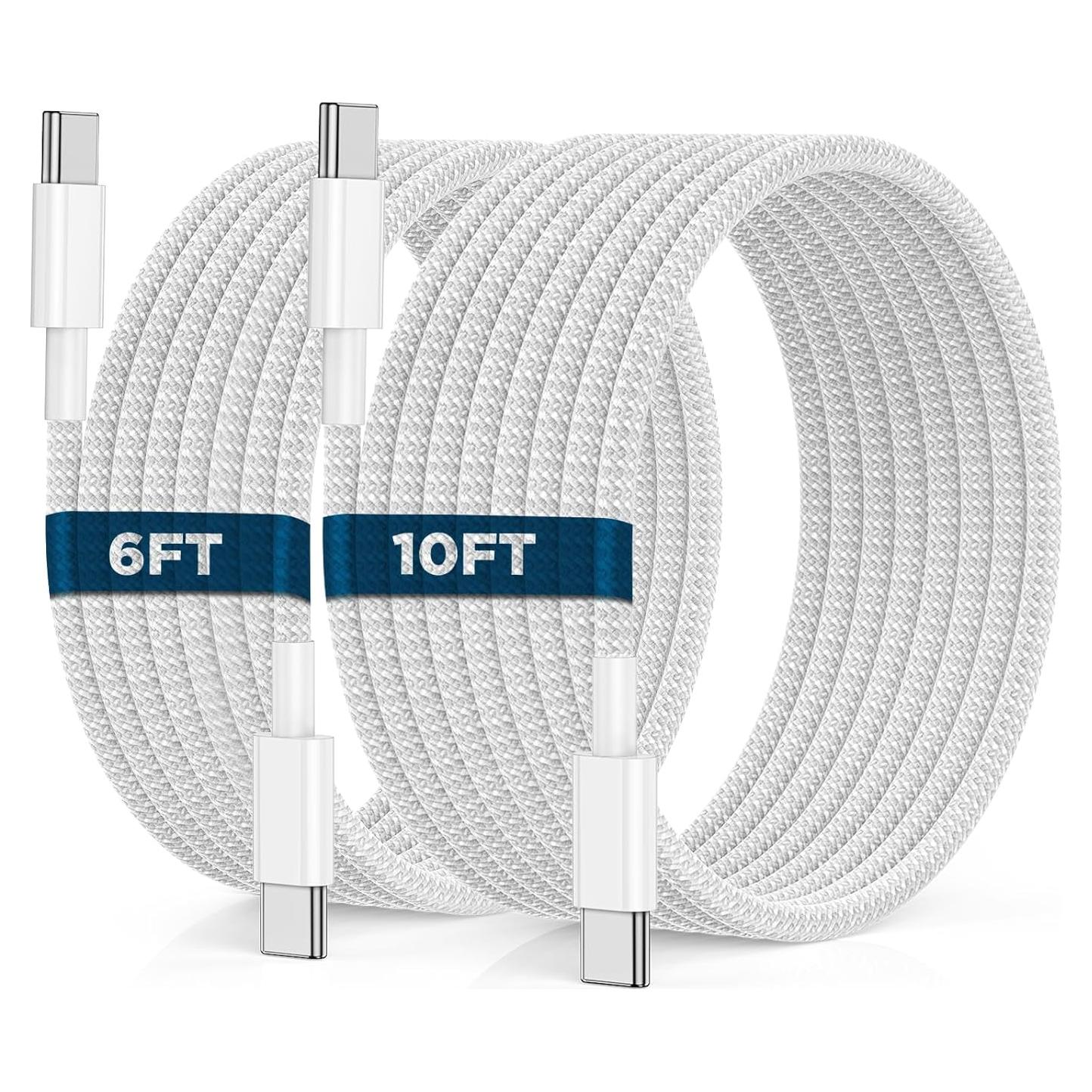 Cable USB C a USB C 6FT + 10FT UCALMA Carga Rápida 60W