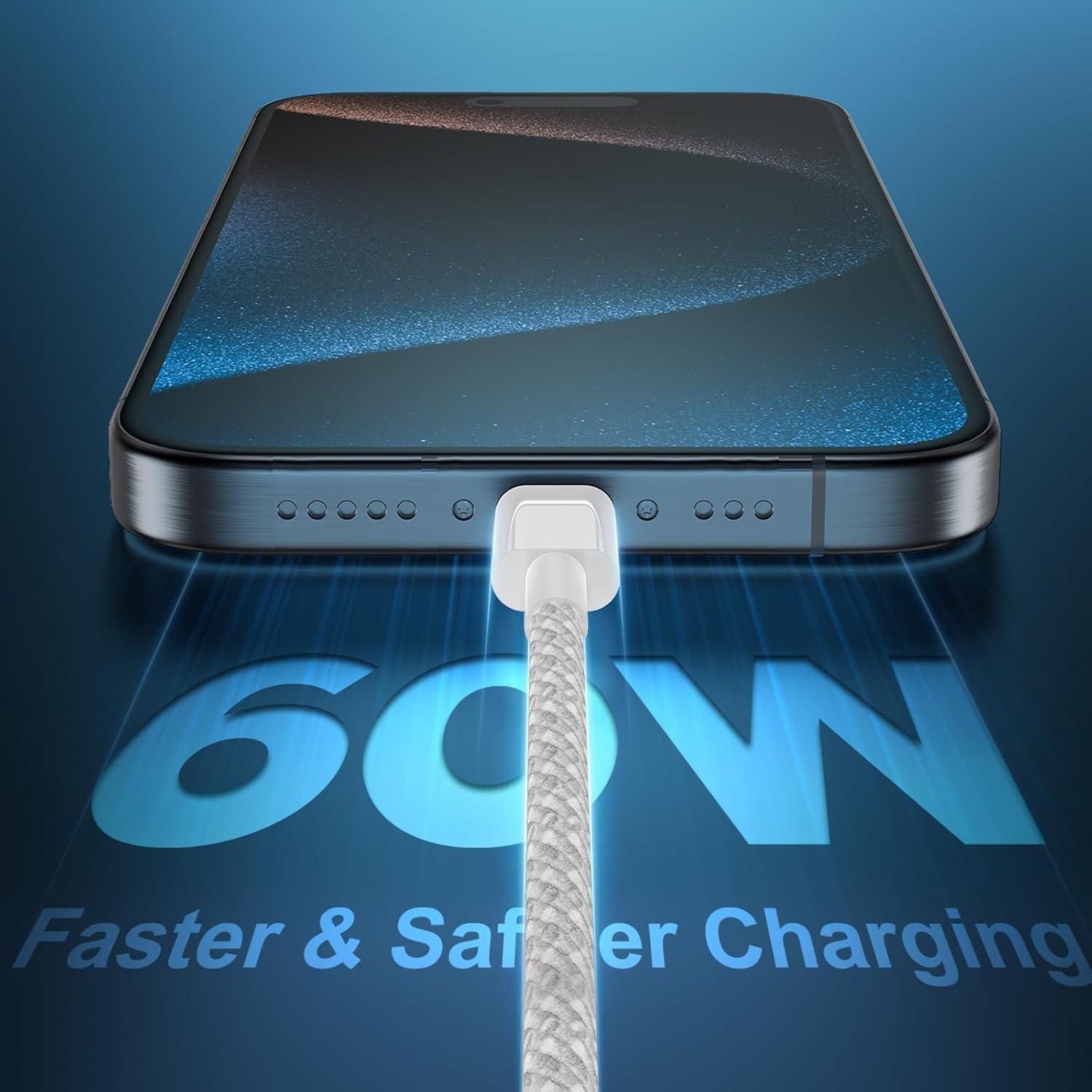 Cable USB C a USB C 6FT + 10FT UCALMA Carga Rápida 60W