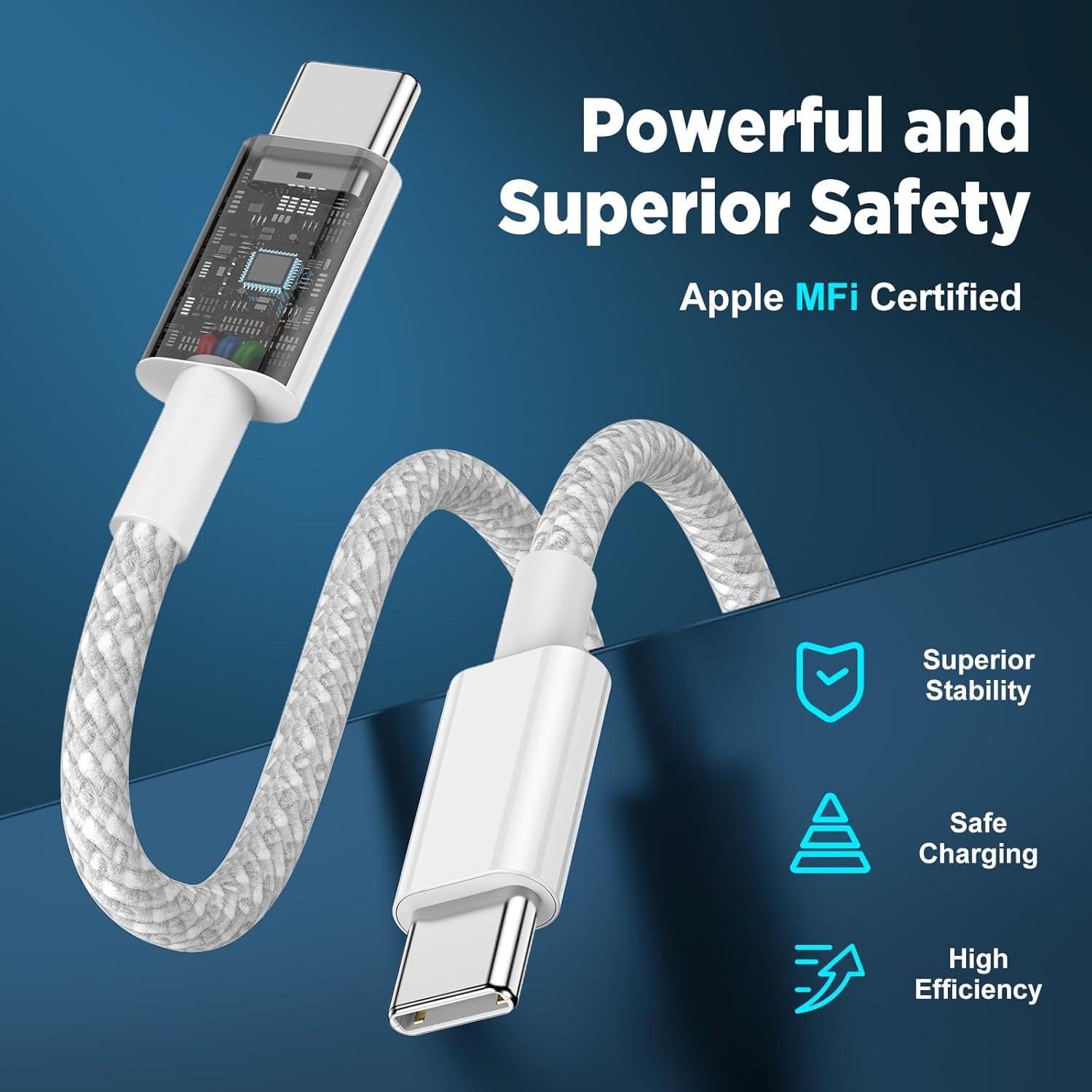 Cable USB C a USB C 6FT + 10FT UCALMA Carga Rápida 60W