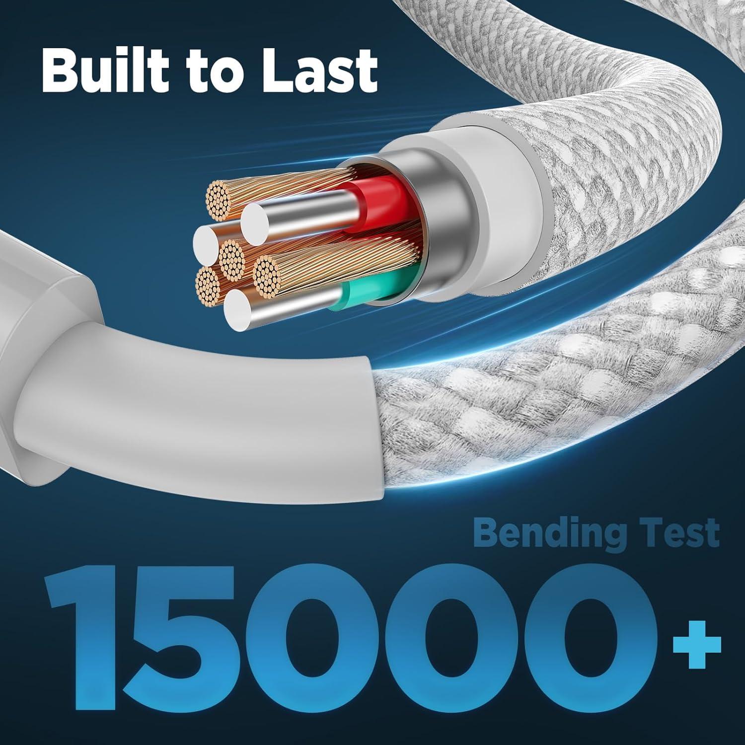 Cable USB C a USB C 6FT + 10FT UCALMA Carga Rápida 60W