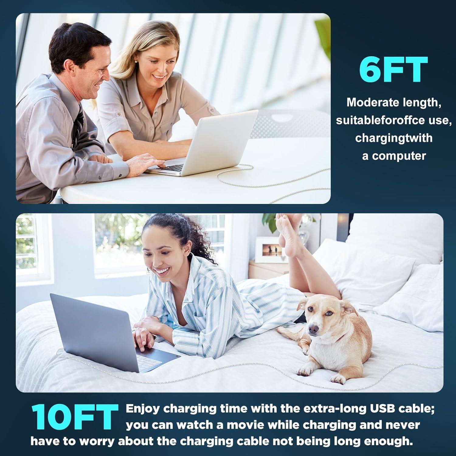 Cable USB C a USB C 6FT + 10FT UCALMA Carga Rápida 60W