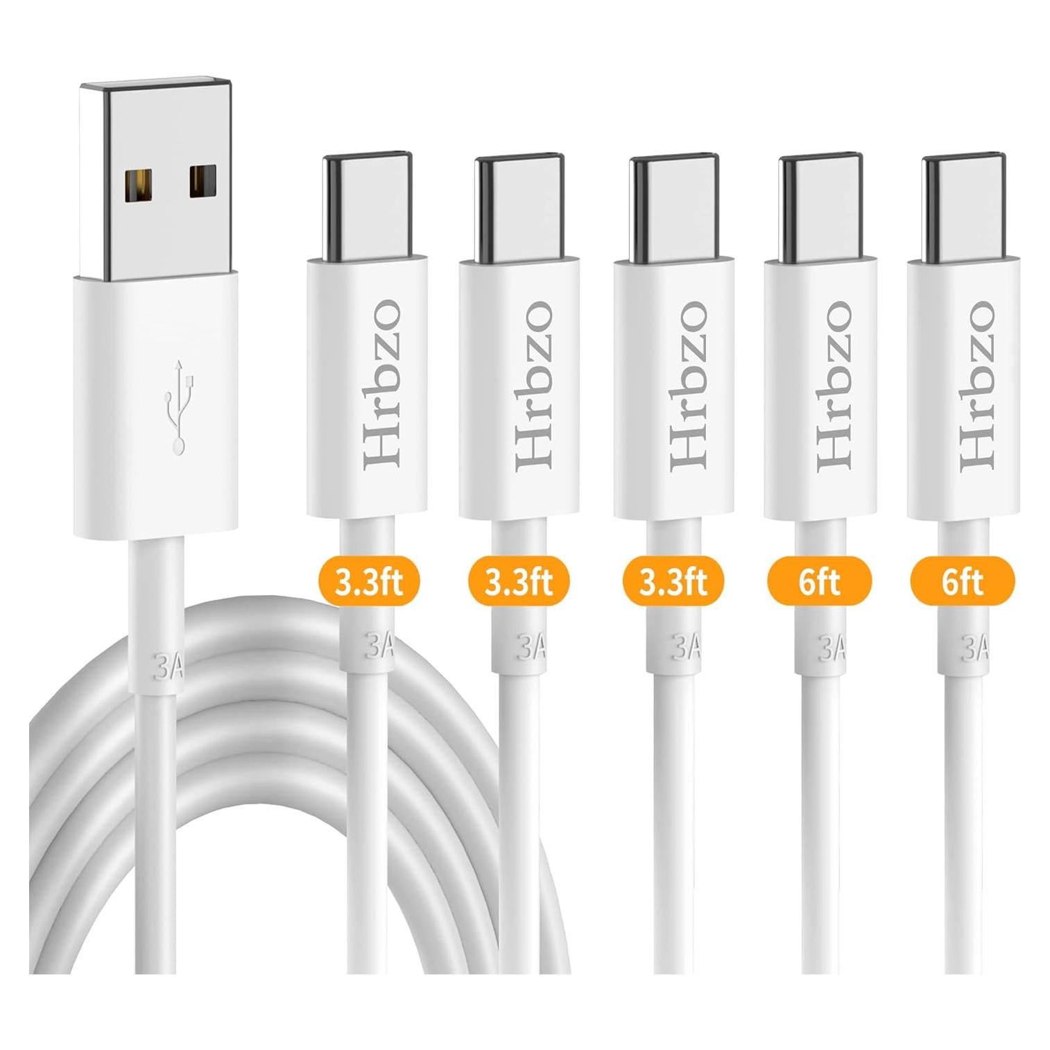 Cable USB A a USB C 5-Pack Hrbzo 1m y 1.8m Carga Rápida