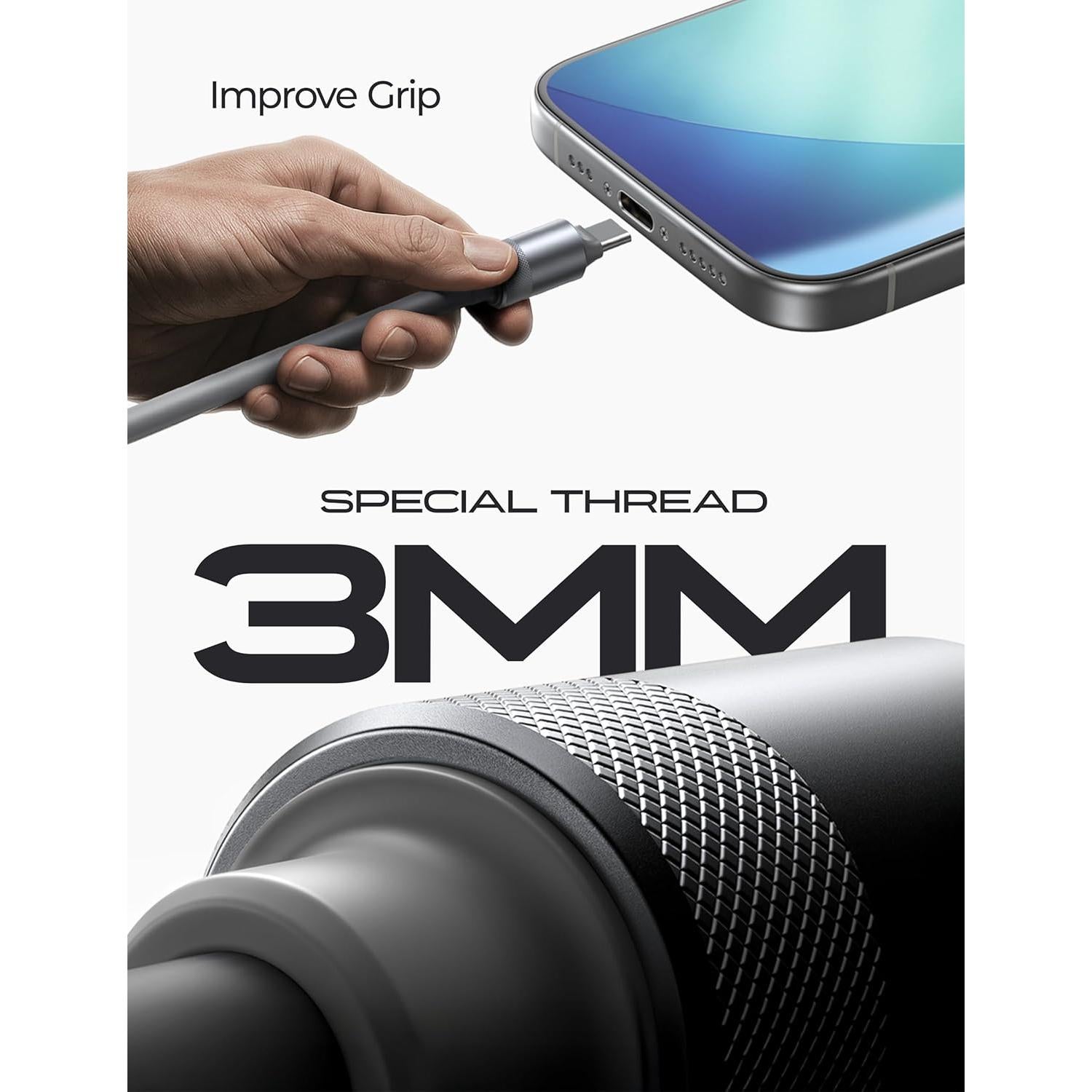 Cable USB C 3M LISEN 100W Carga Rápida Silicona Gris