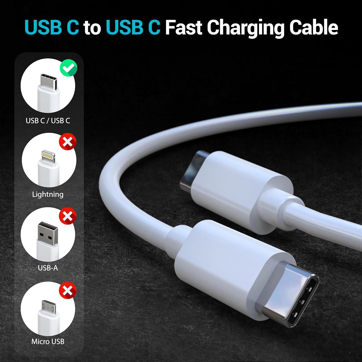 Paquete de 4 Cables USB C a C 60W - 1.83m y 3.05m Blanco
