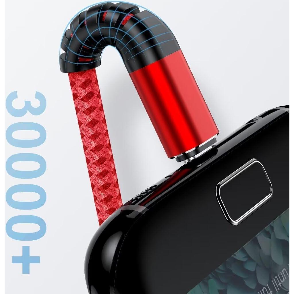 Cable USB C 1.83m Cabepow 3Pack Carga Rápida Nylon Rojo