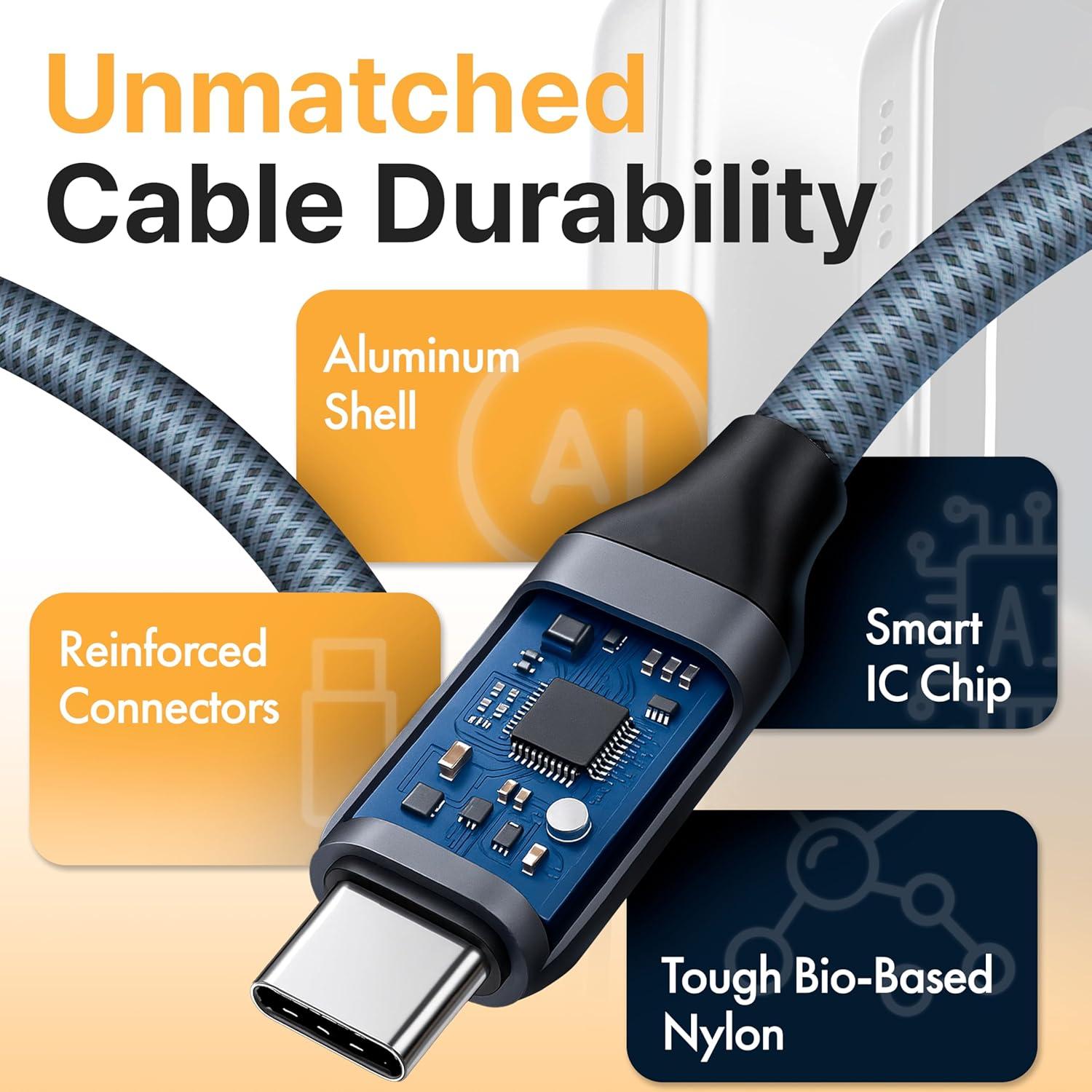 Cable USB-C trenzado Delfy 2m carga rápida 240W para iPhone 15/16