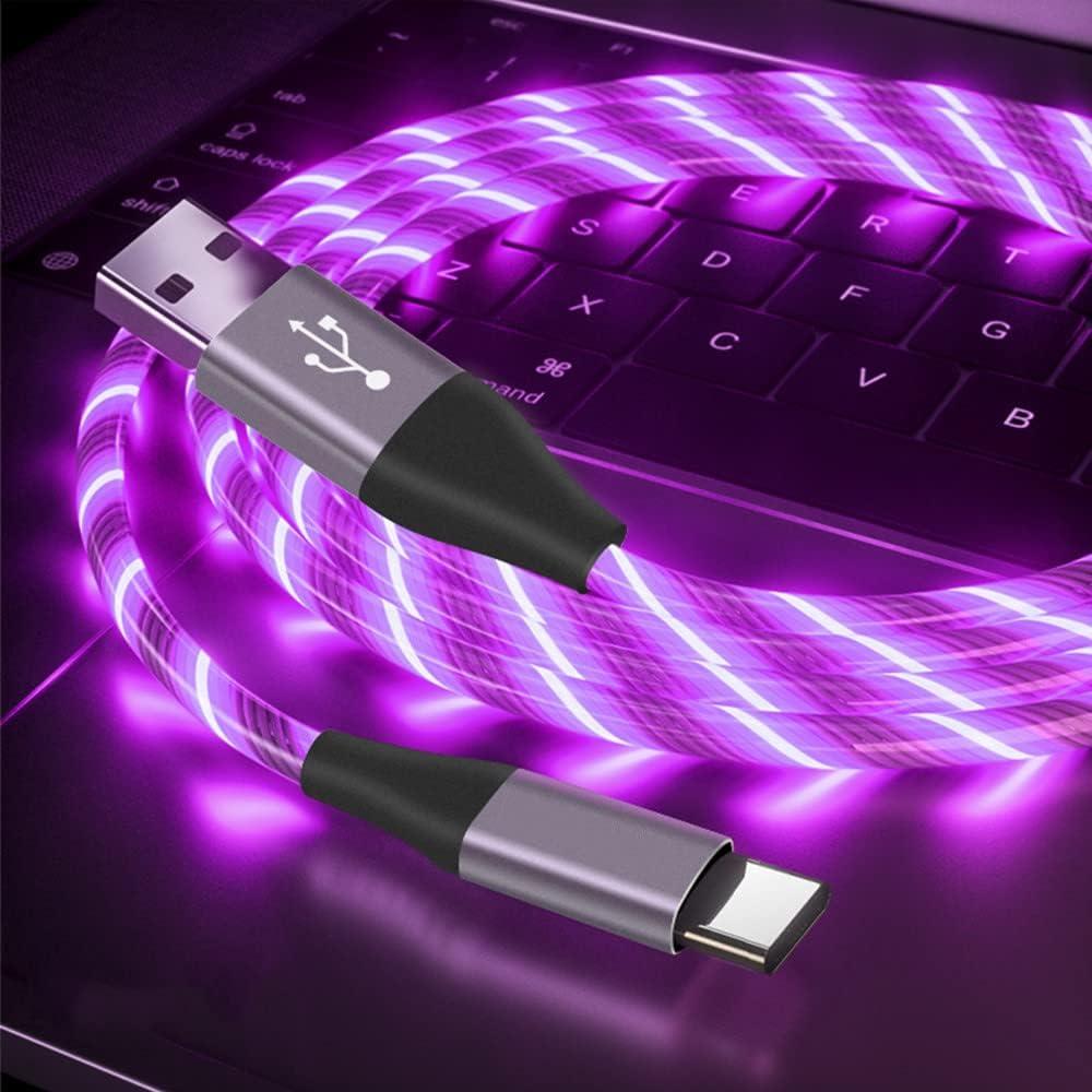 Cable USB C Tomoson 1.83m Carga Rápida 3A con Luz LED Púrpura