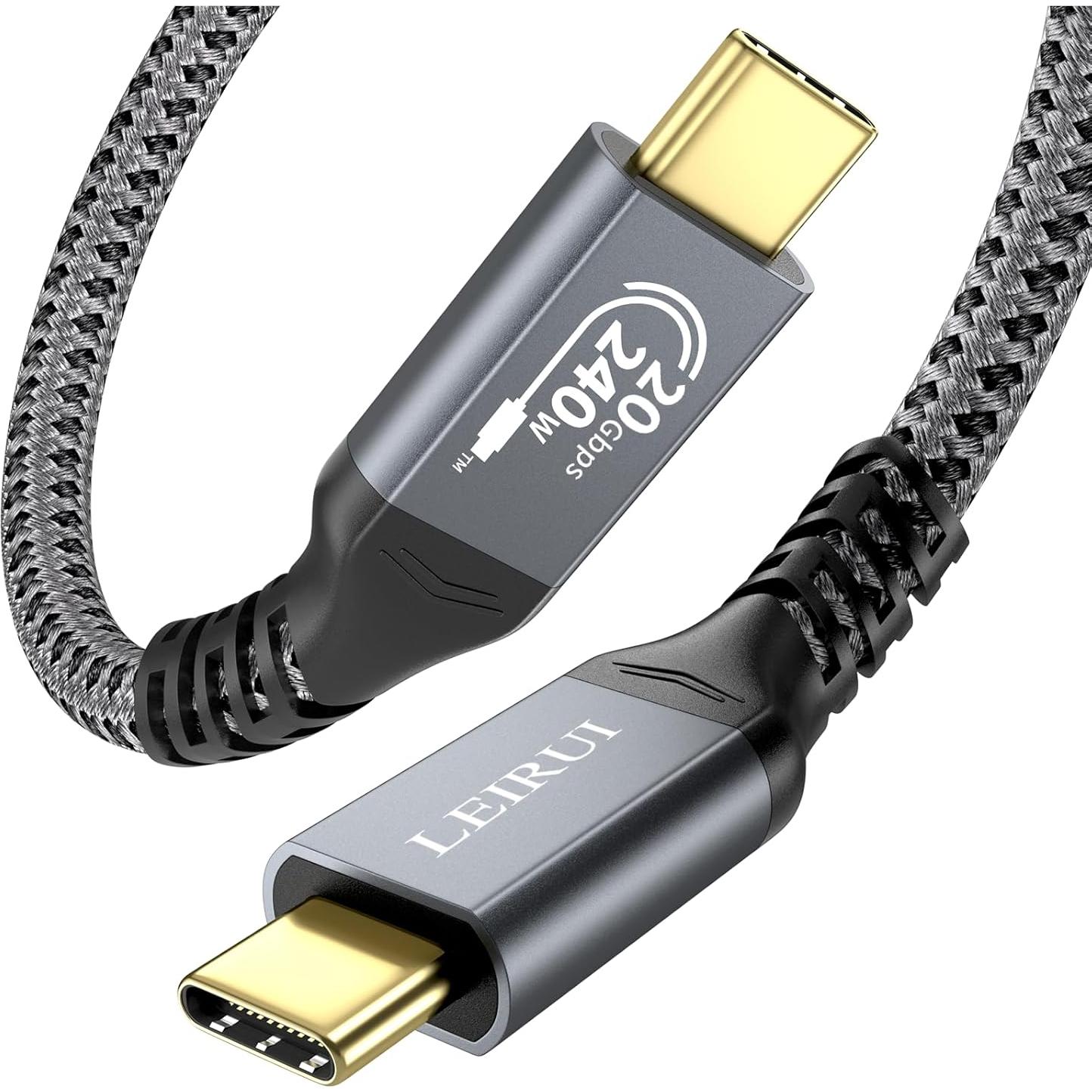 Cable USB C a USB C 240W LEIRUI 0.5m Carga Rápida 20Gbps