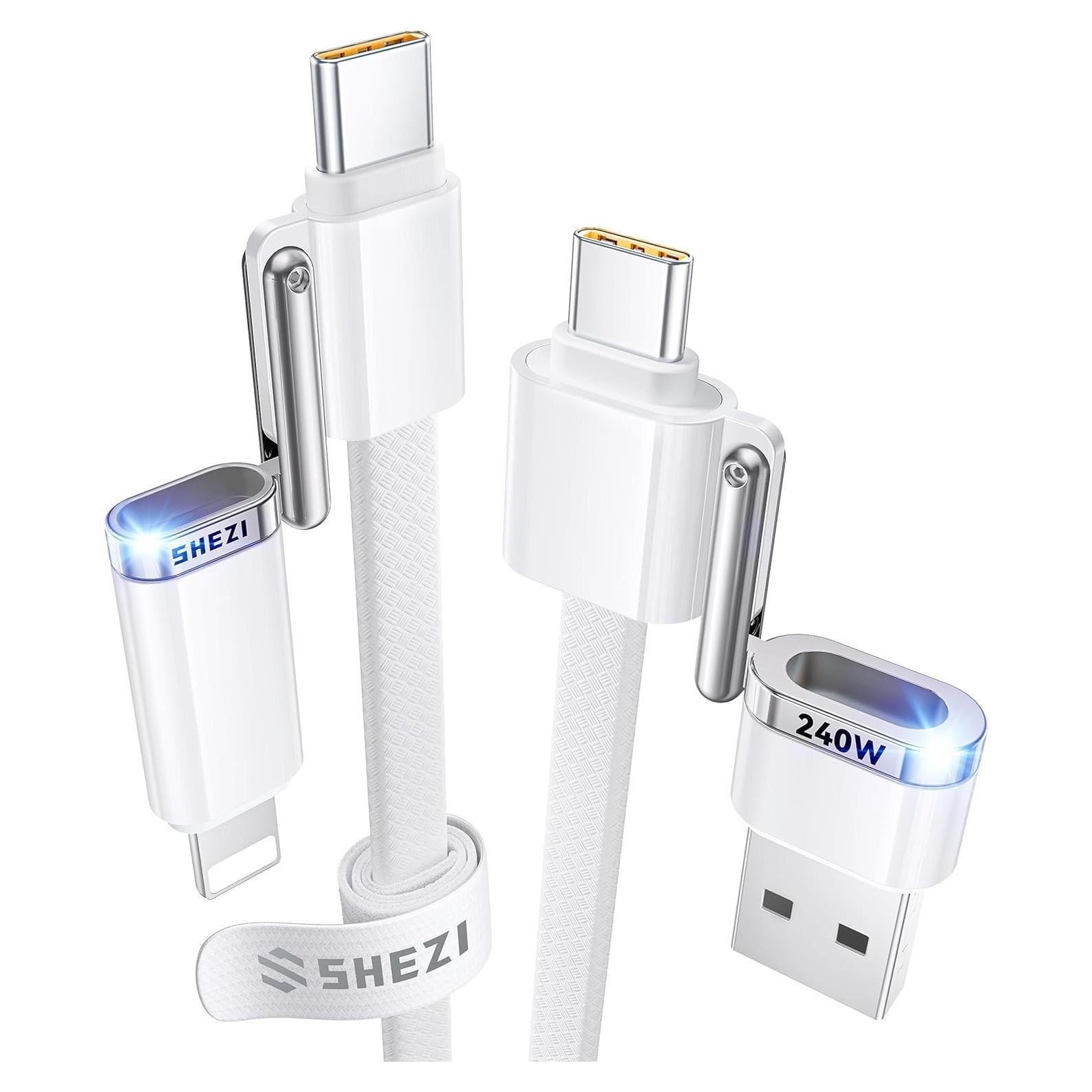 Cable USB C 4-en-1 SHEZI 240W Carga Rápida 1.5m Blanco