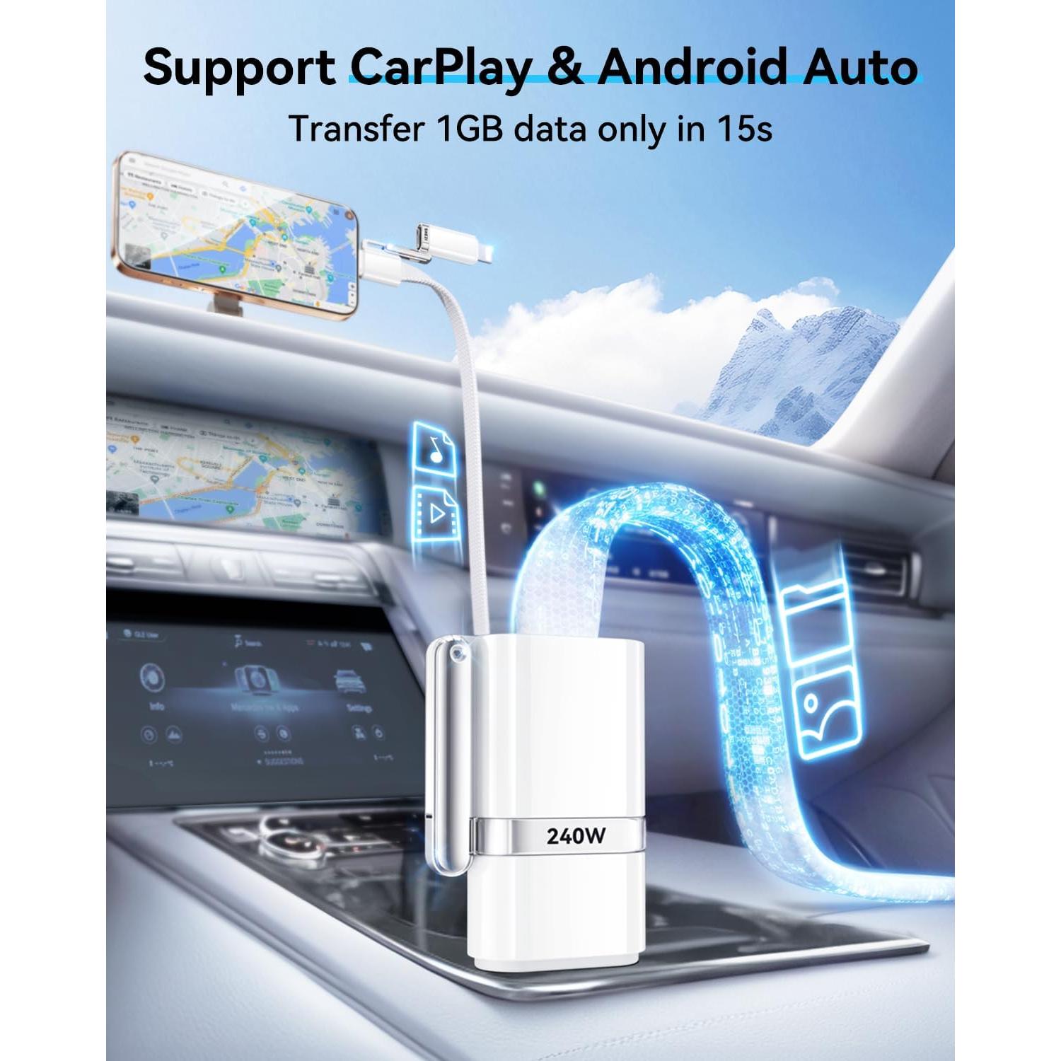 Cable USB C 4-en-1 SHEZI 240W Carga Rápida 1.5m Blanco