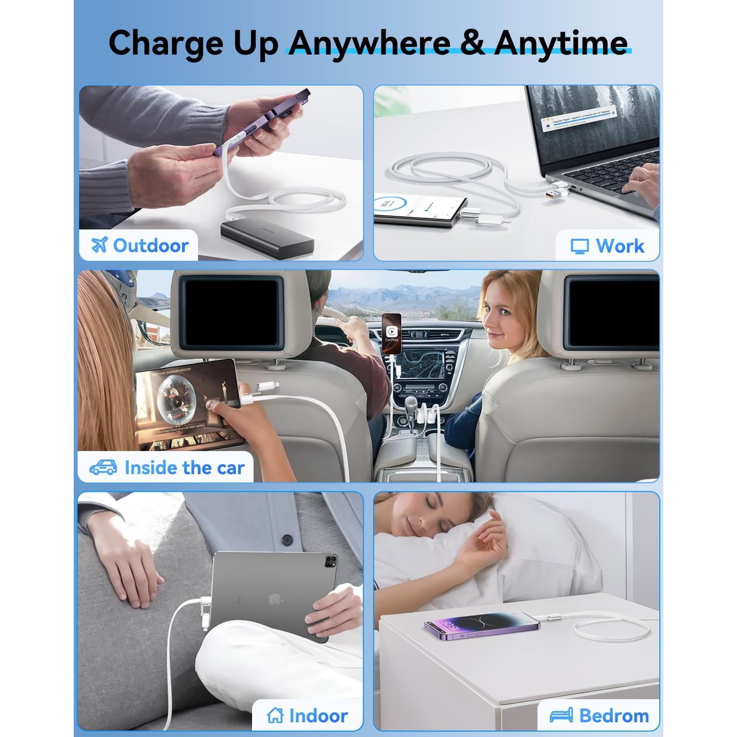 Cable USB C 4-en-1 SHEZI 240W Carga Rápida 1.5m Blanco