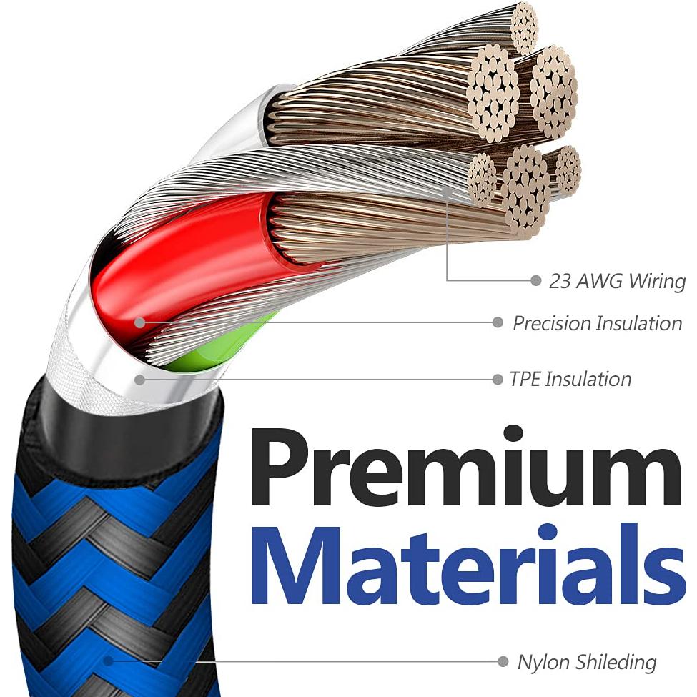 Cable de Carga Rápida USB Tipo C Puxnoin 3m 3 Pack - Negro Azul Rojo