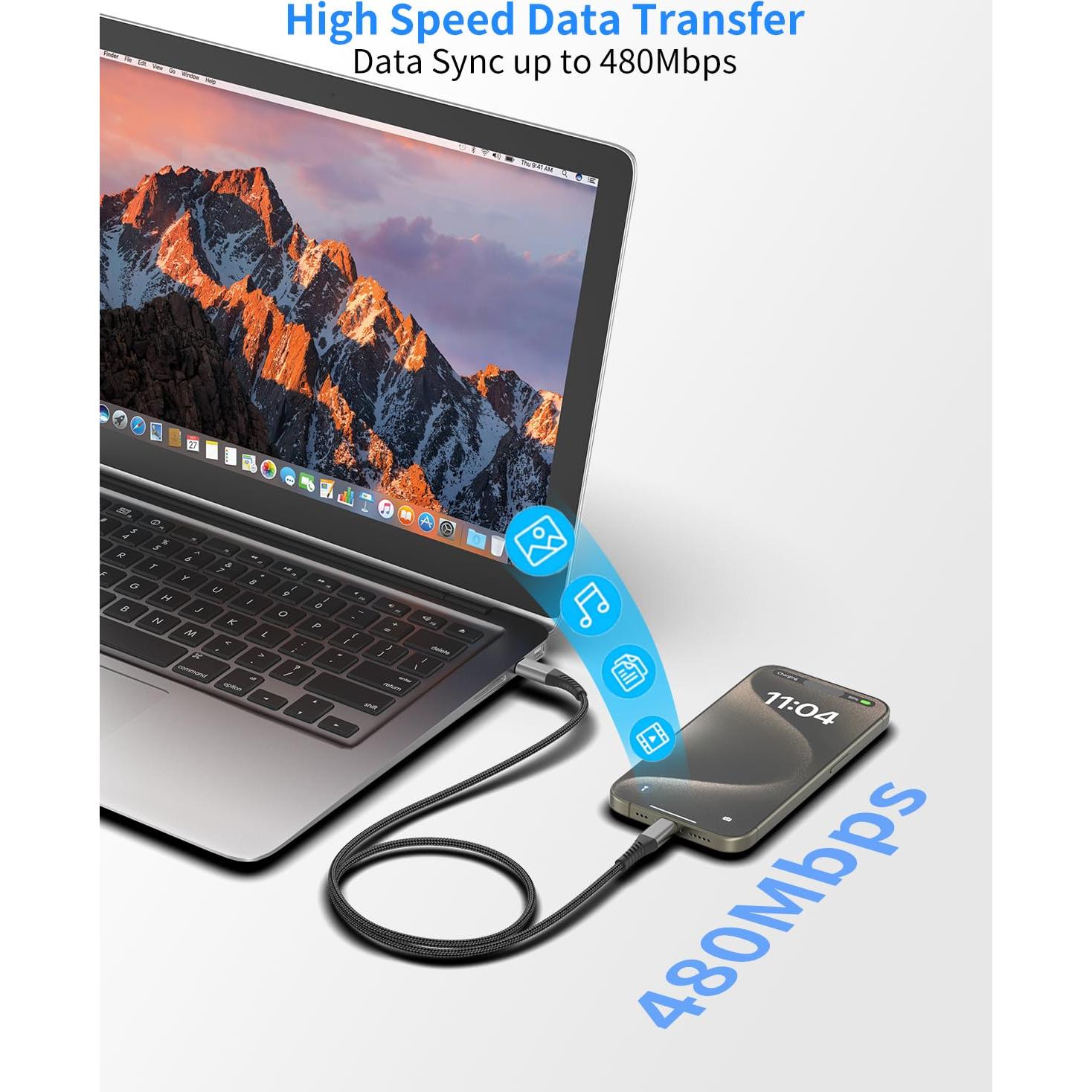 Cable USB C a USB C 3 Pies Umefly 60W Carga Rápida