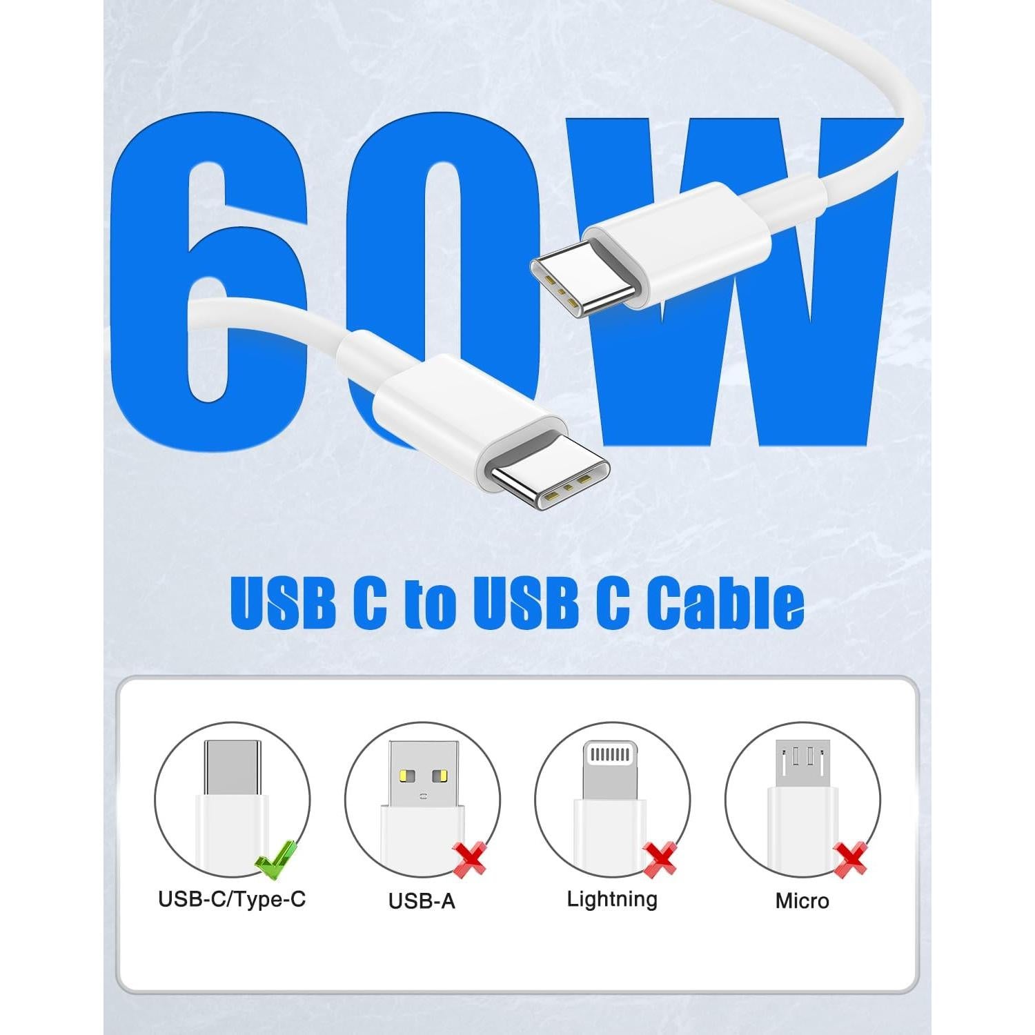 Paquete de 10 Cables USB C QZVOO Carga Rápida 60W 1m a 3m