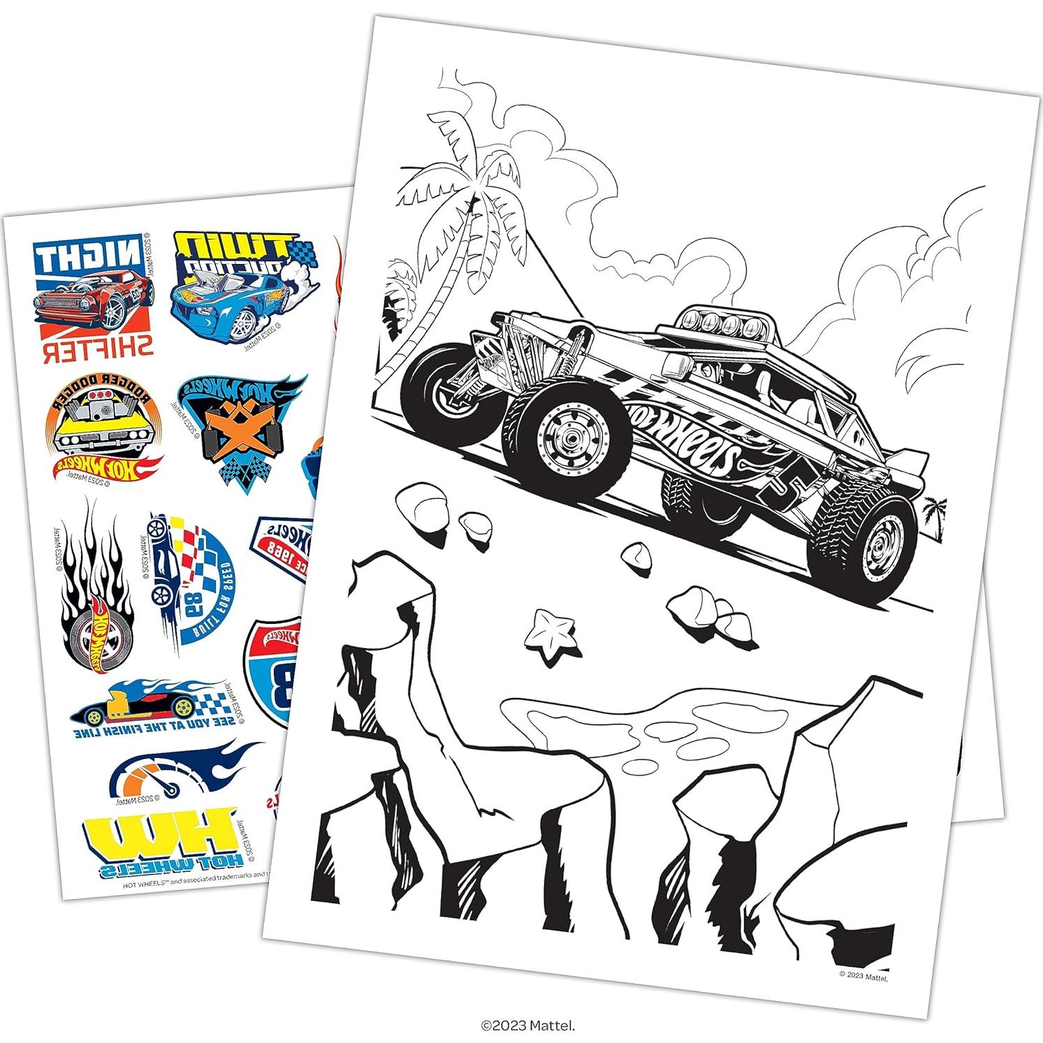 Libro de Colorear Hot Wheels Bendon 48 Páginas con Tatuajes