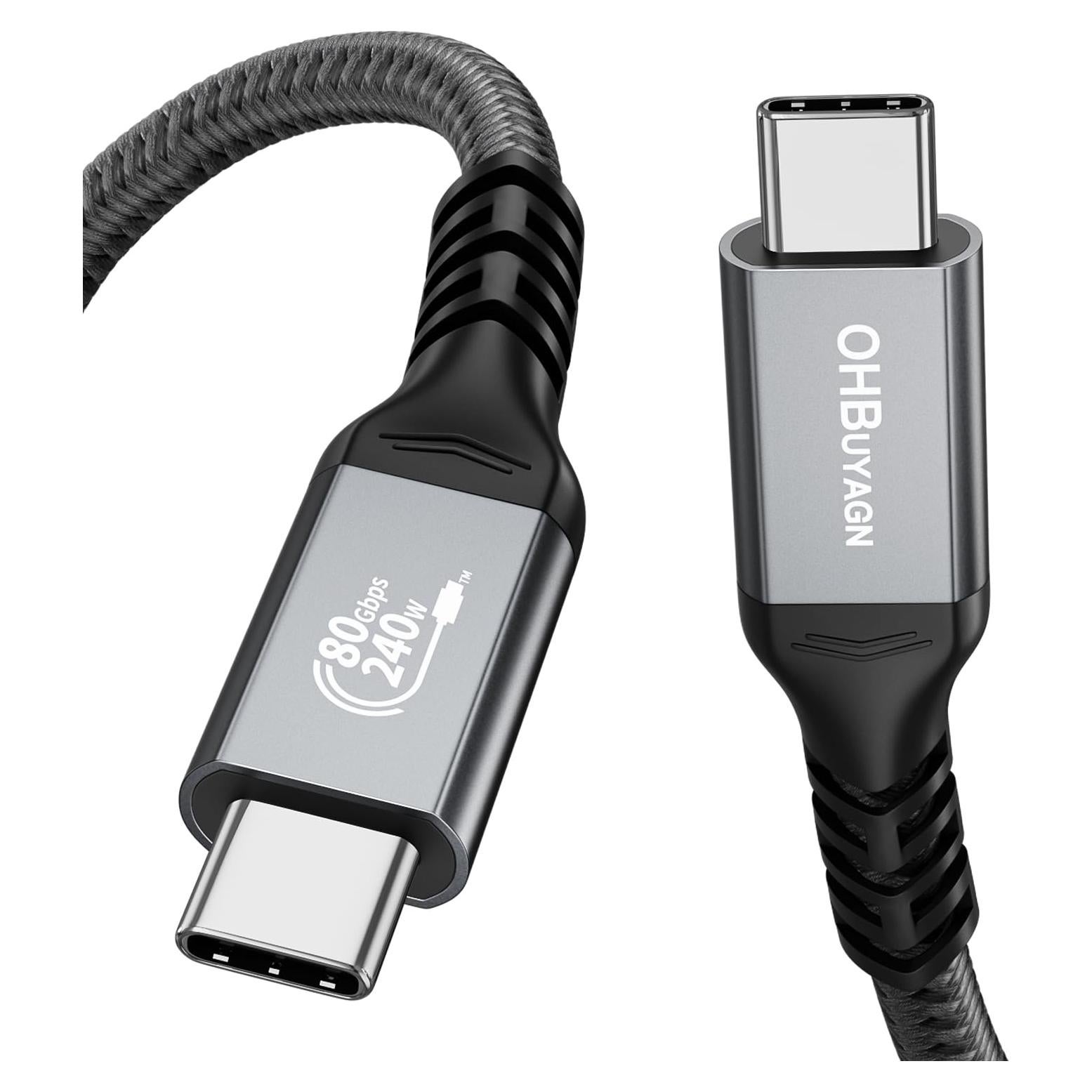 Cable USB 4 Thunderbolt 4 1m 80Gbps Carga Rápida 240W