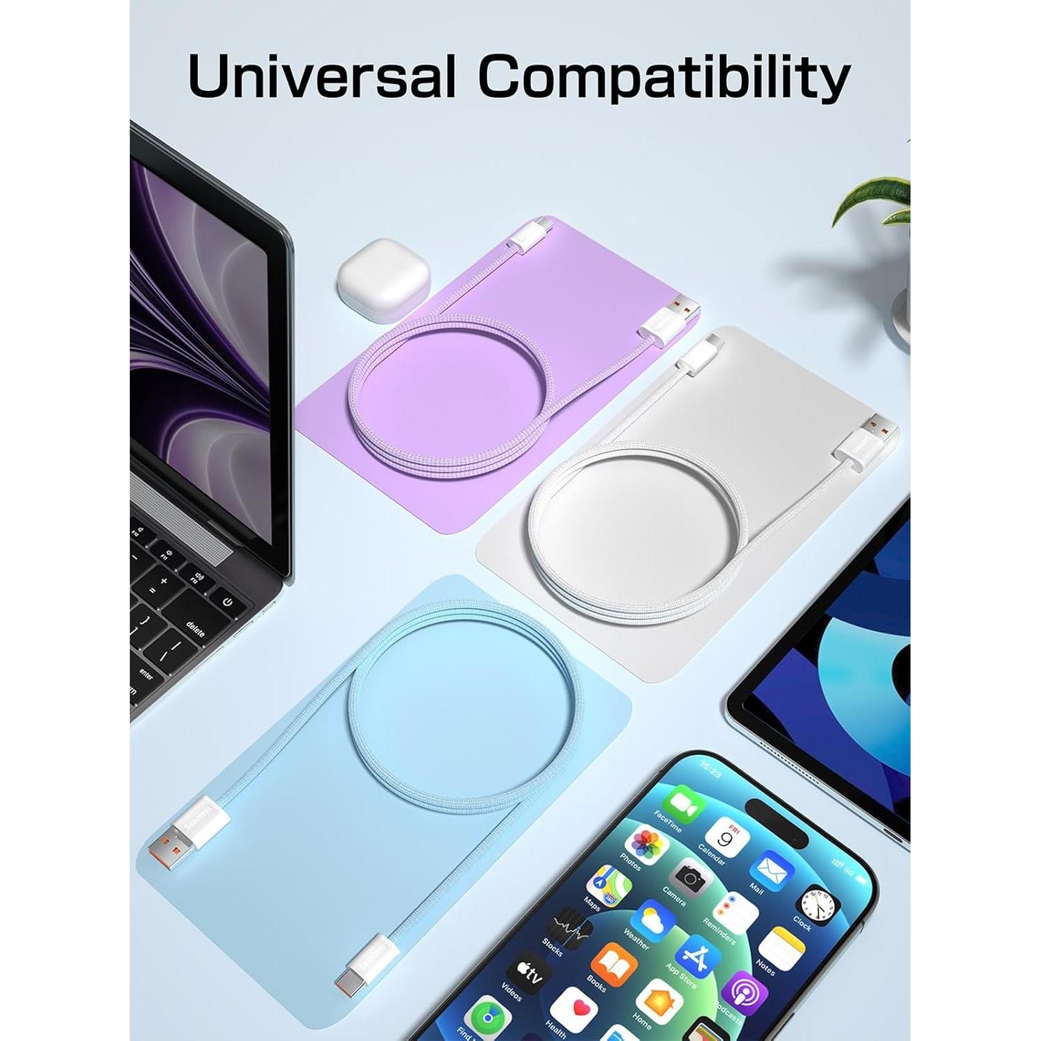 Cable USB C Senetem 3 Pack 3FT Carga Rápida 3A iPhone Samsung