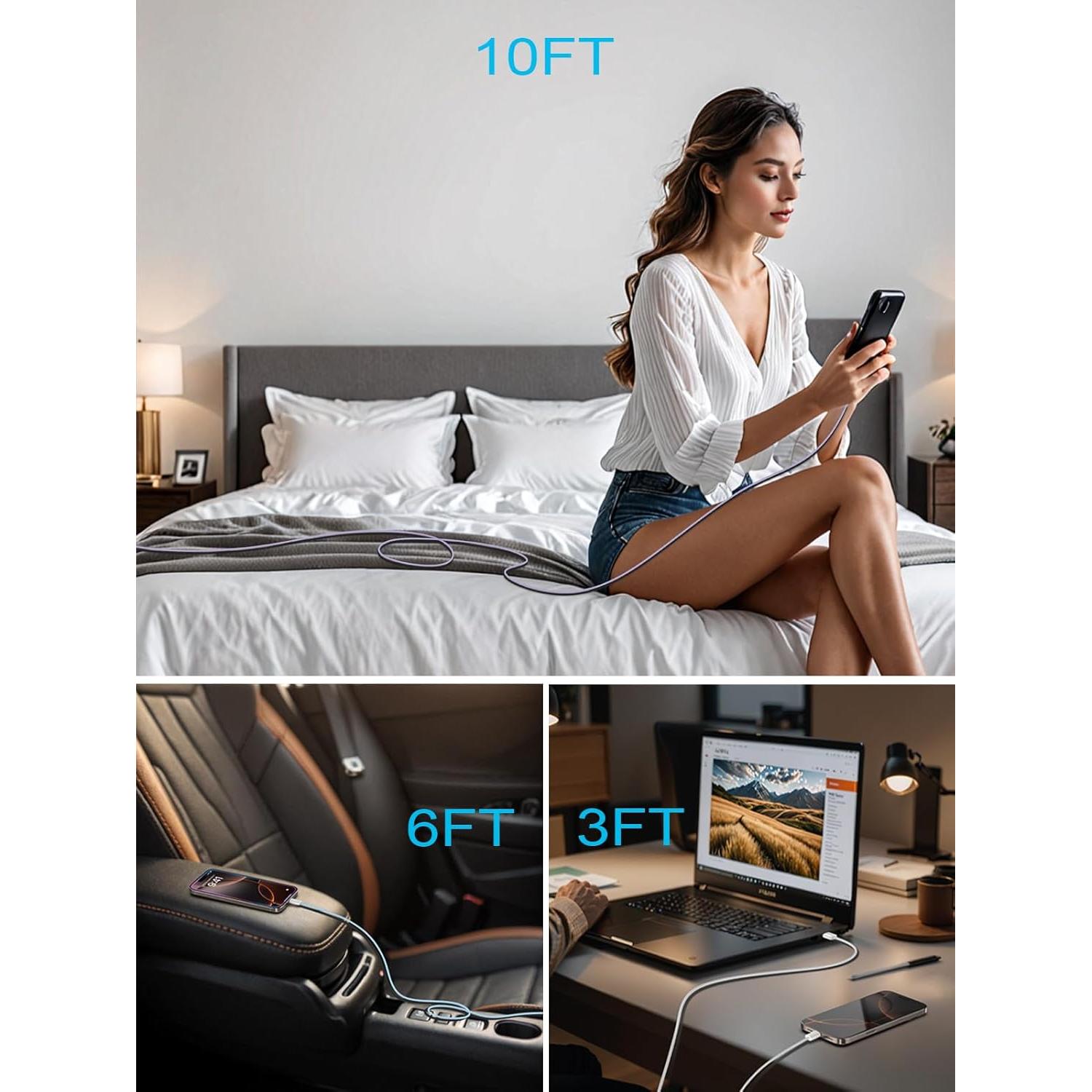 Cable USB C Senetem 3 Pack 3FT Carga Rápida 3A iPhone Samsung