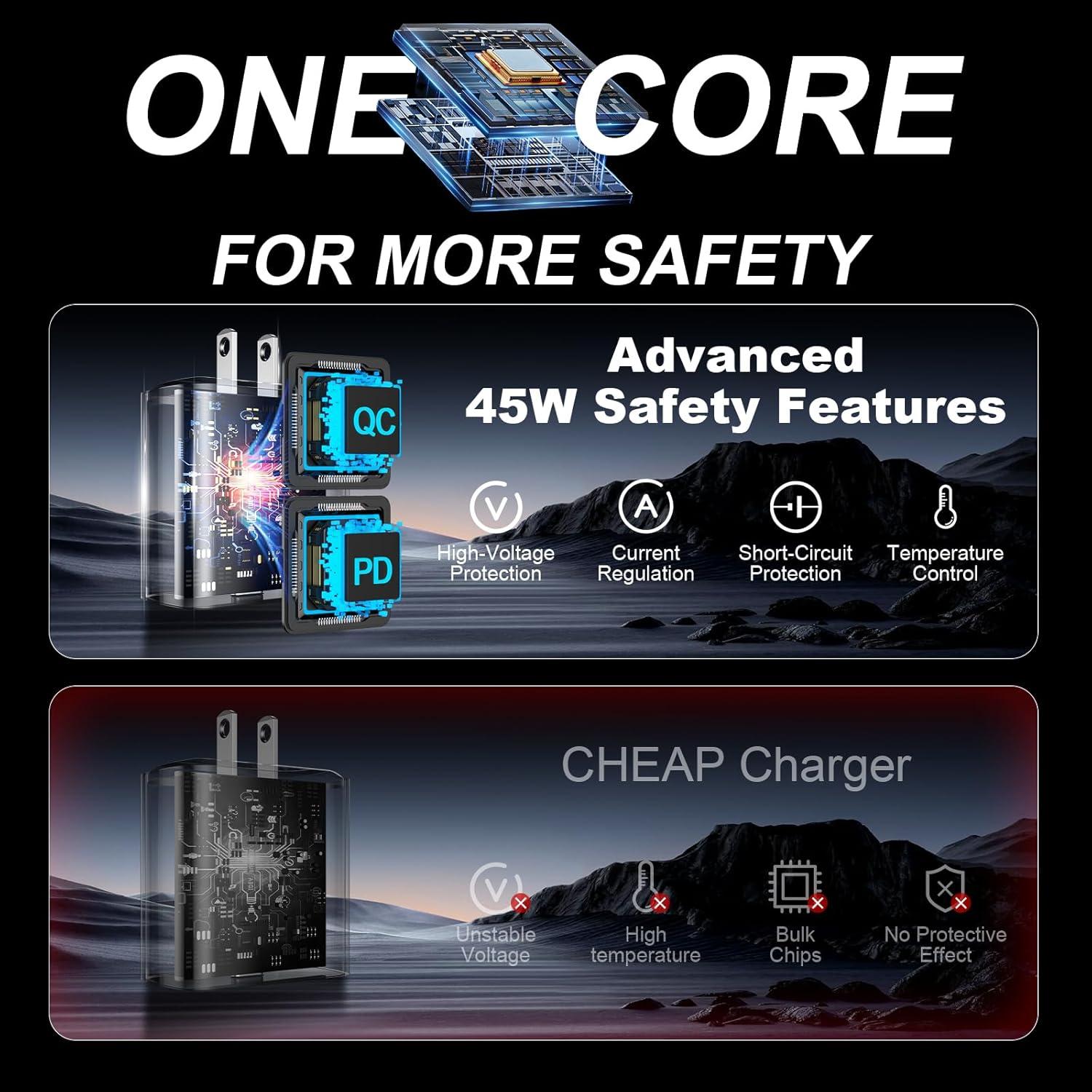 Cargador Rápido USB C 45W para iPhone 16 Pro Max - 10 pies