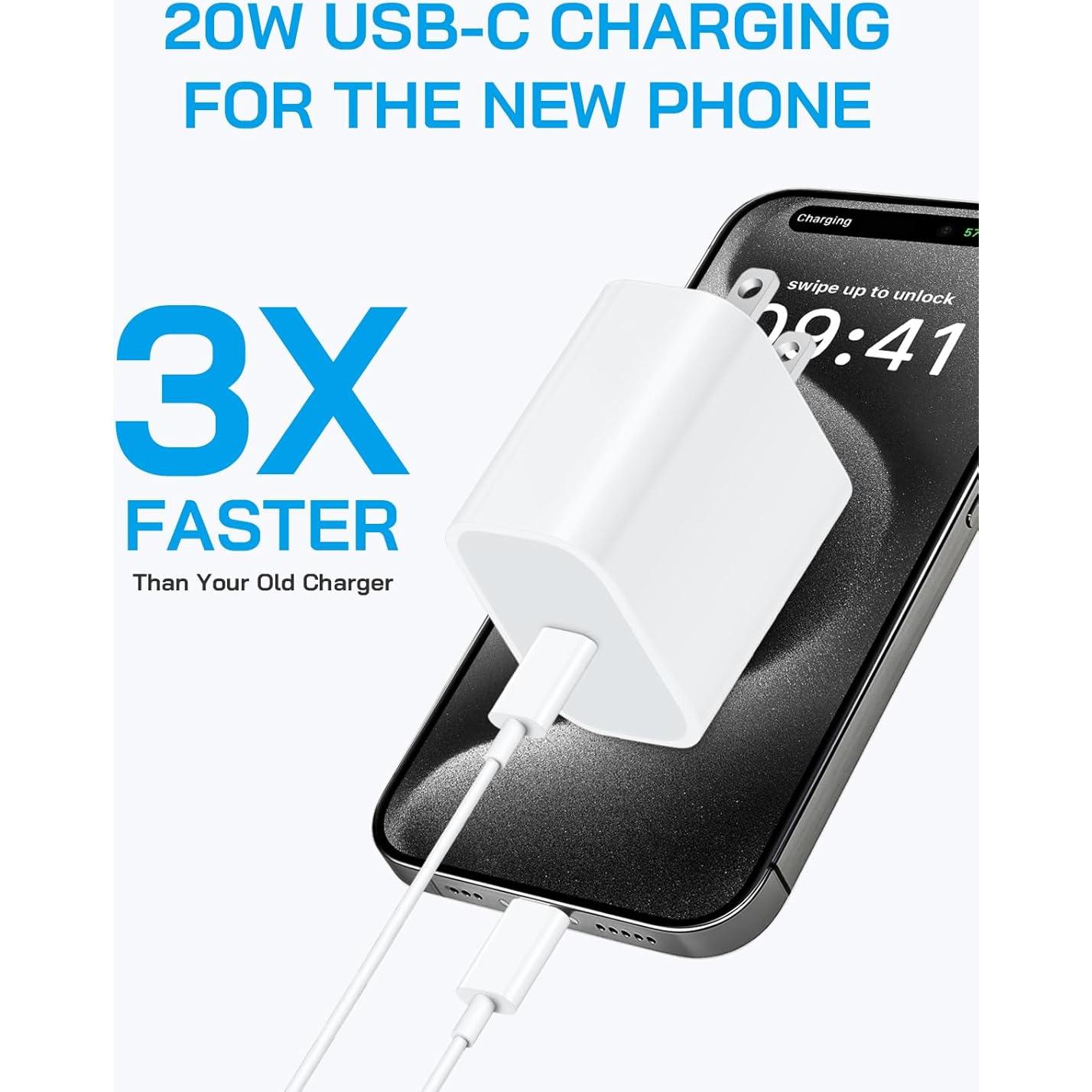 Paquete de 3 Cargadores Rápidos USB C 20W para iPhone 16/15