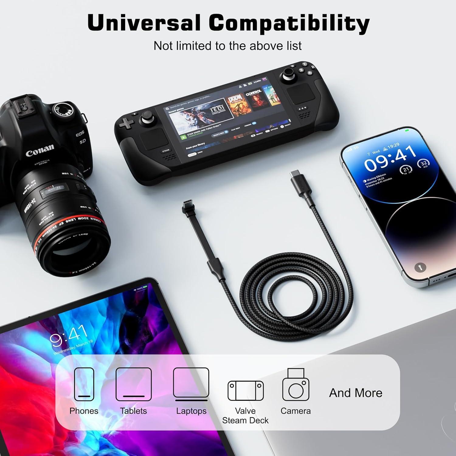 Cable USB C a USB C 1.83m 60W DbillionDa Ángulo Recto