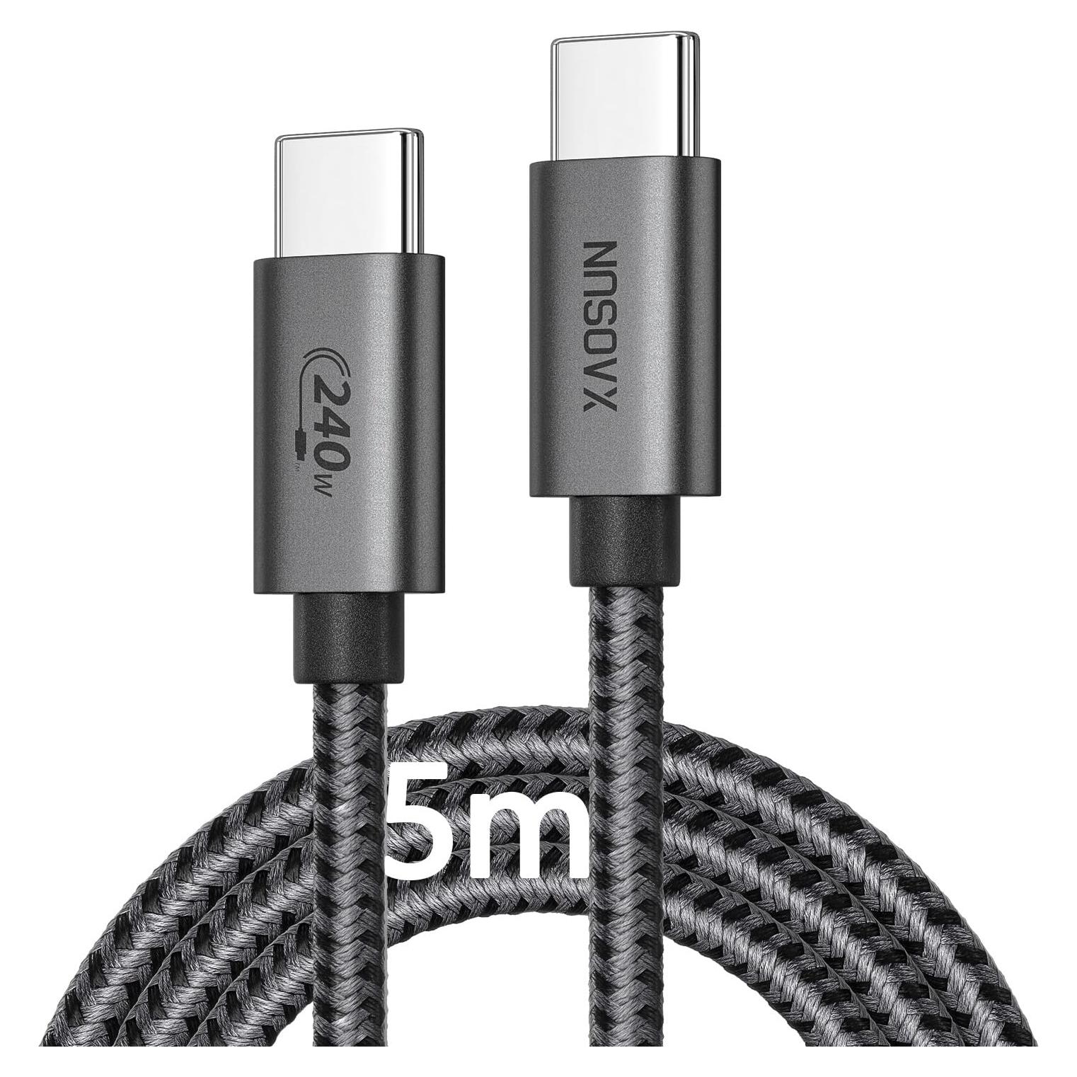 Cable USB C a USB C XAOSUN 5m 240W Carga Rápida PD 3.1