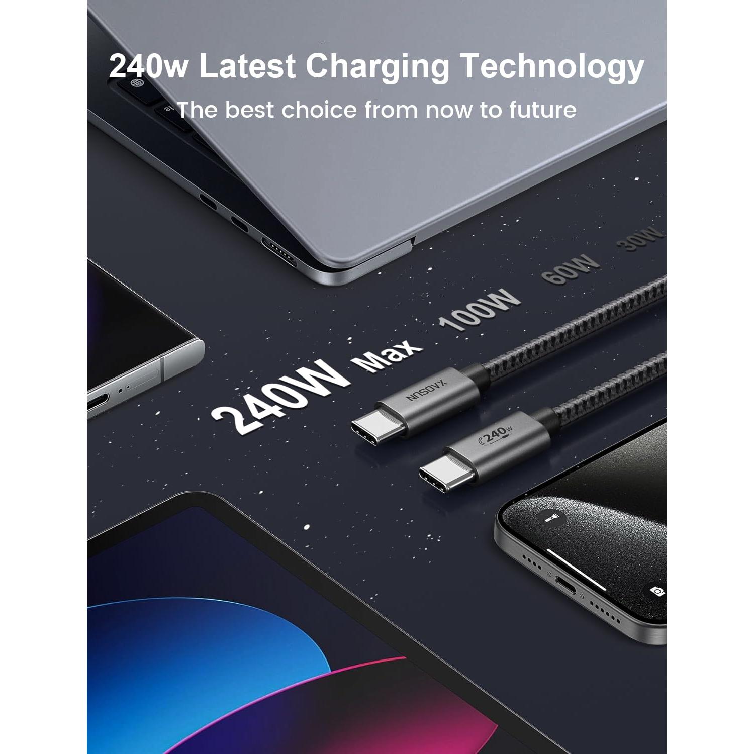 Cable USB C a USB C XAOSUN 5m 240W Carga Rápida PD 3.1