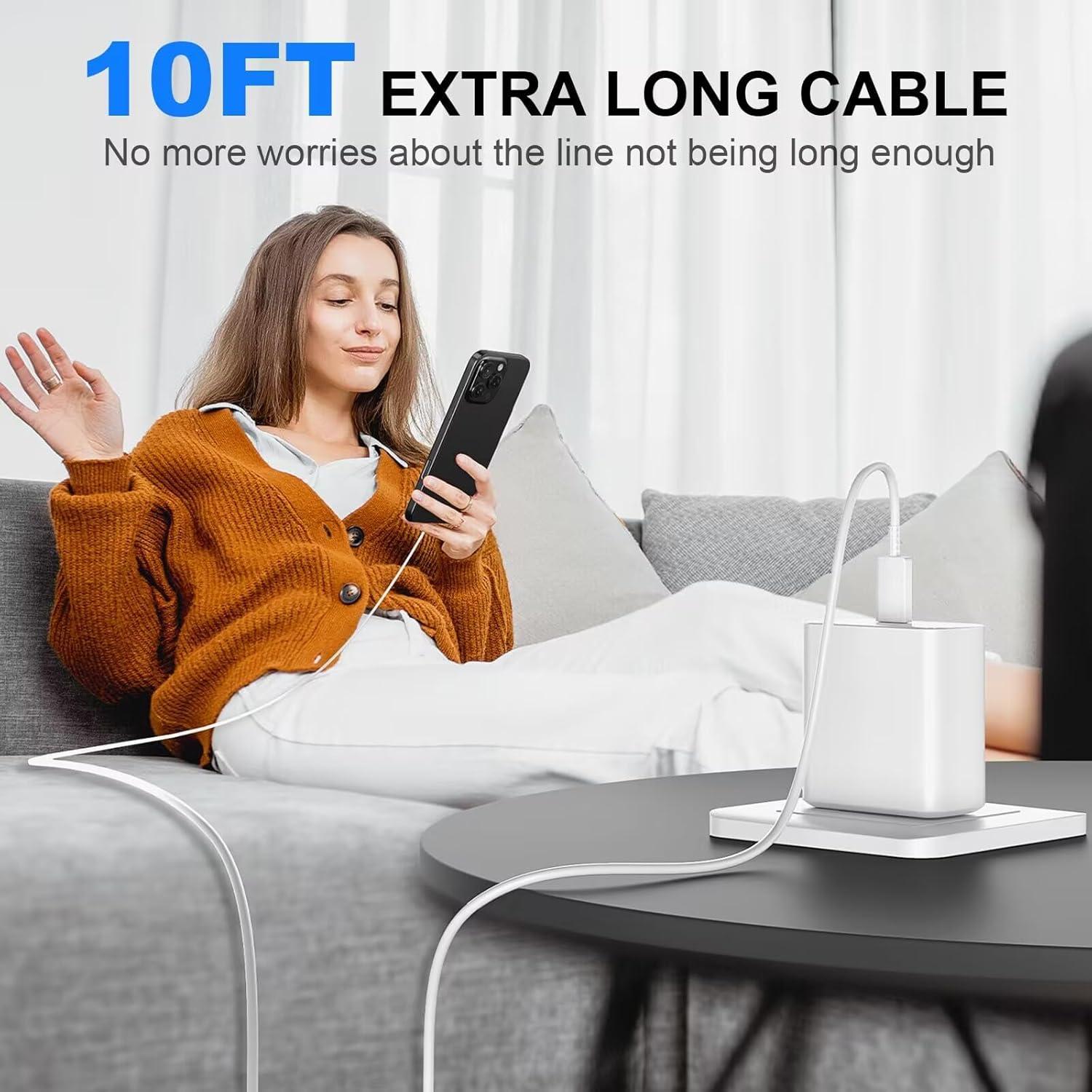 Cargador Rápido 45W para iPhone 16 Pro Max + Cable 10FT