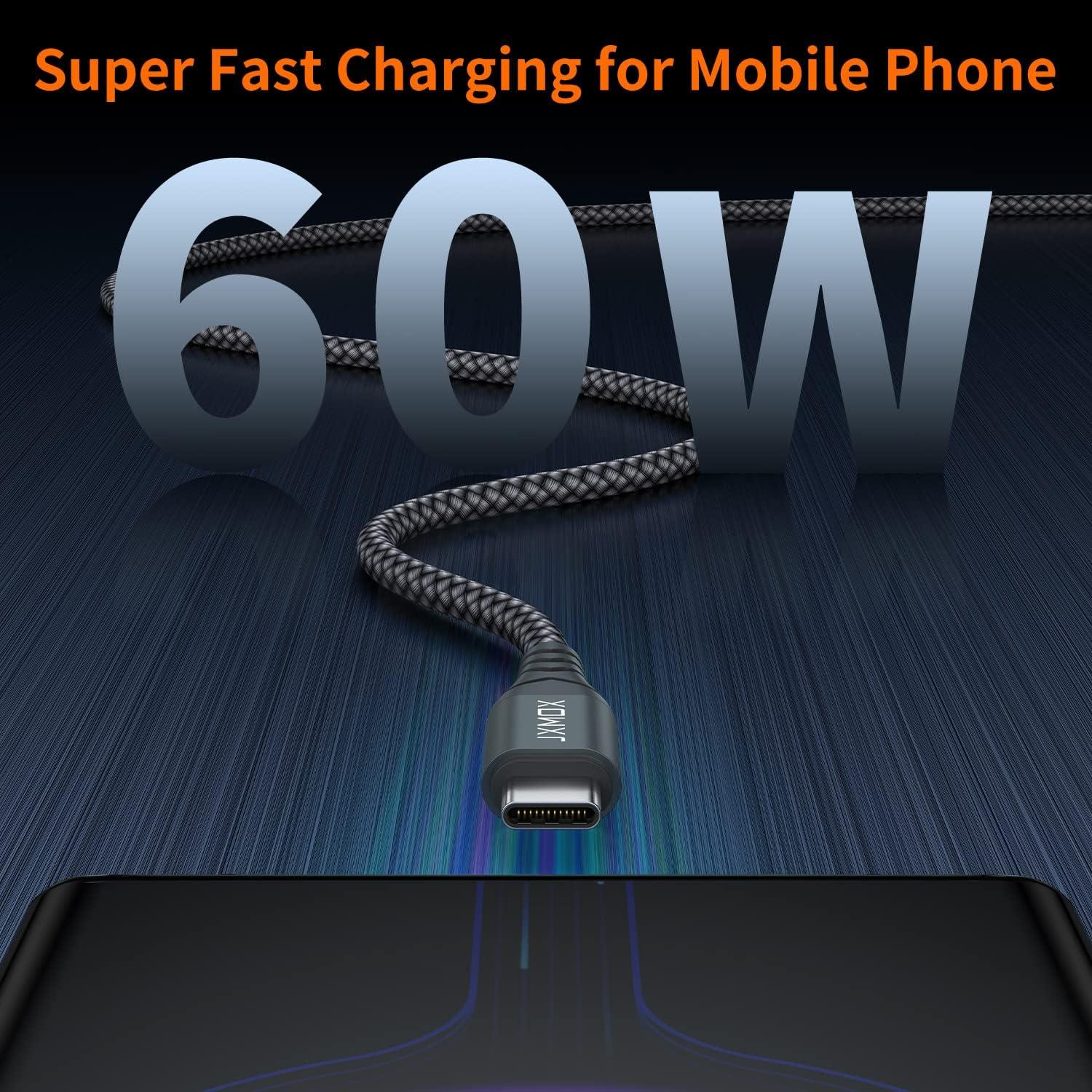 Cable USB C a USB C JXMOX 30.48 cm Carga Rápida 60W