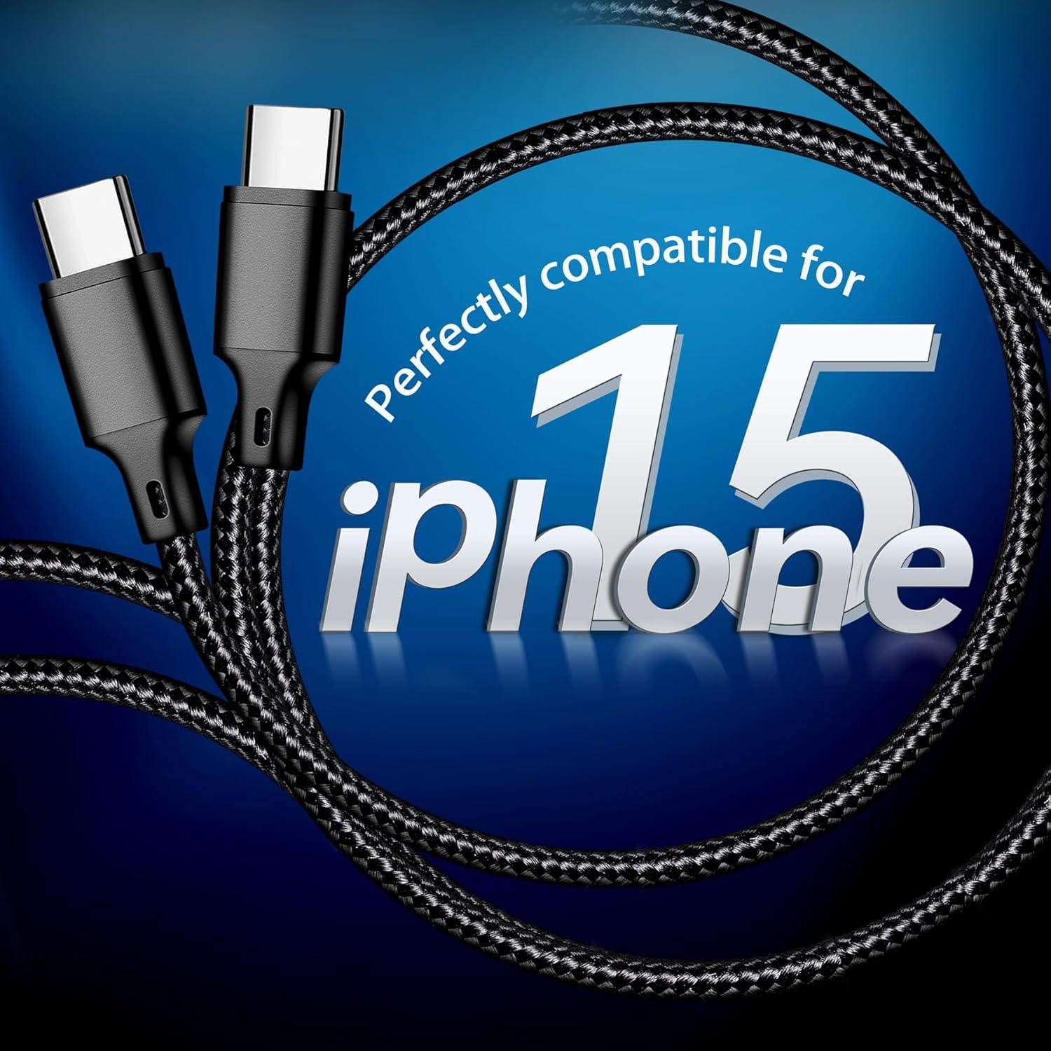 Cable USB C a USB C 60W 2m Longlidie - Carga Rápida Negro