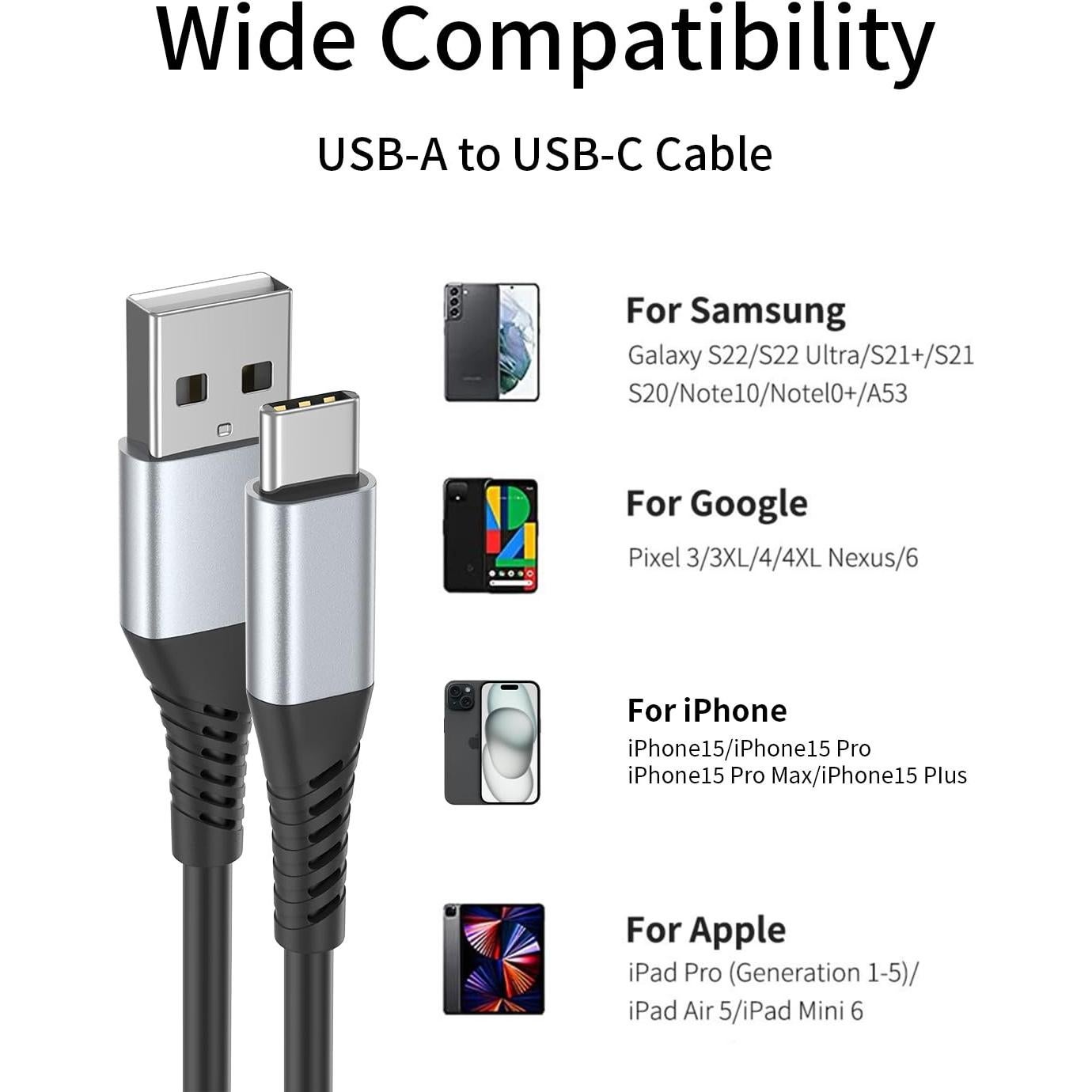 Cable USB C Enrollado PEAKLIFT - 2 Unidades, 30-60 cm