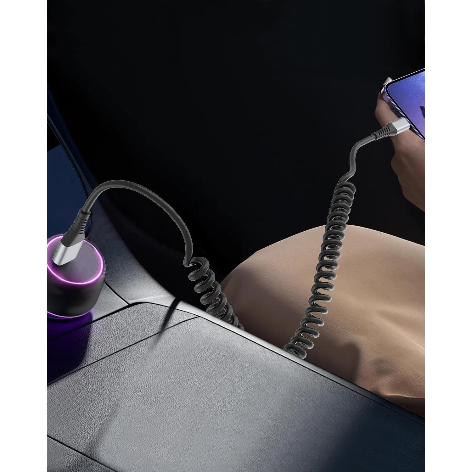 Cable USB C Enrollado PEAKLIFT - 2 Unidades, 30-60 cm