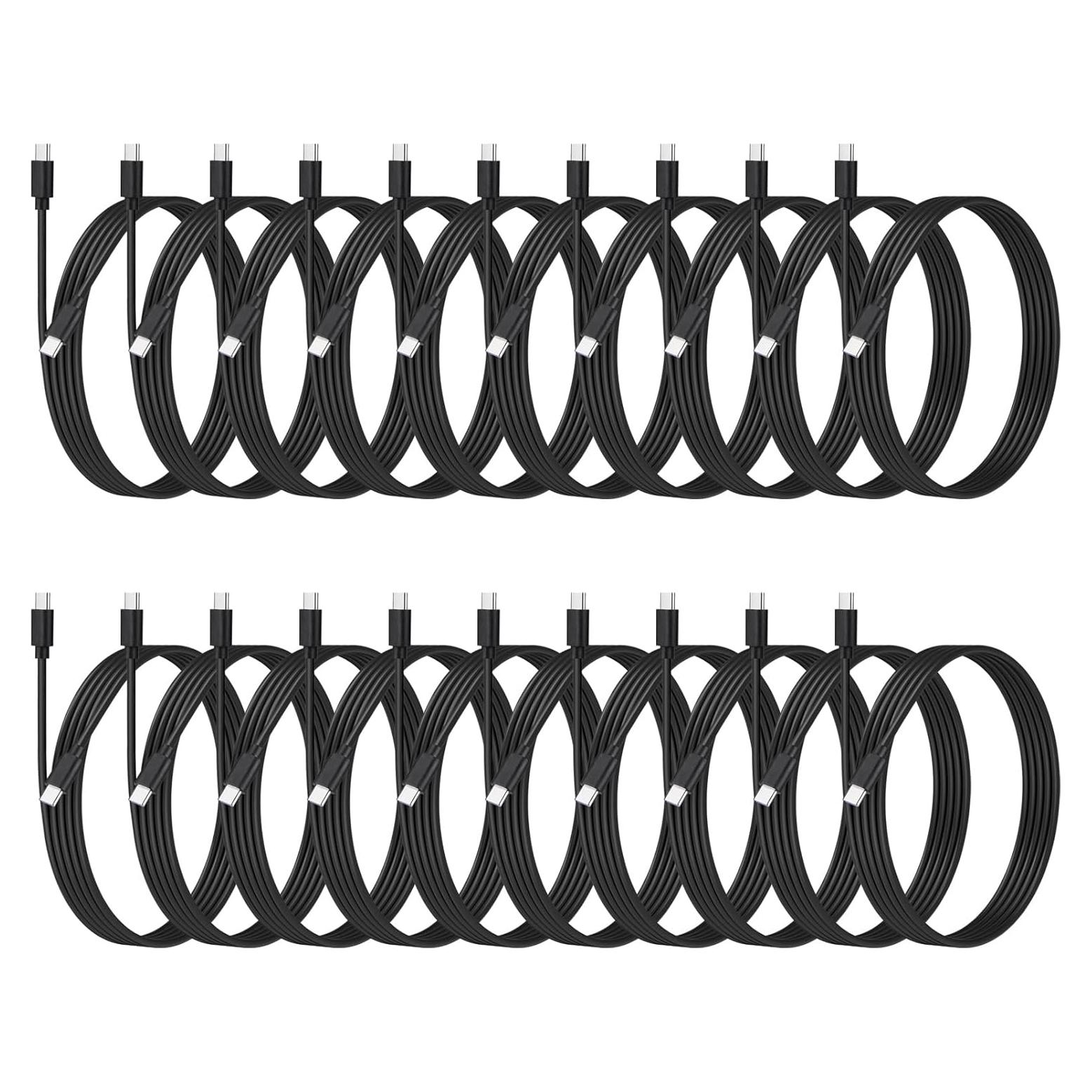 20 Cables de Carga Rápida USB-C Weishan 1m 48W Negro