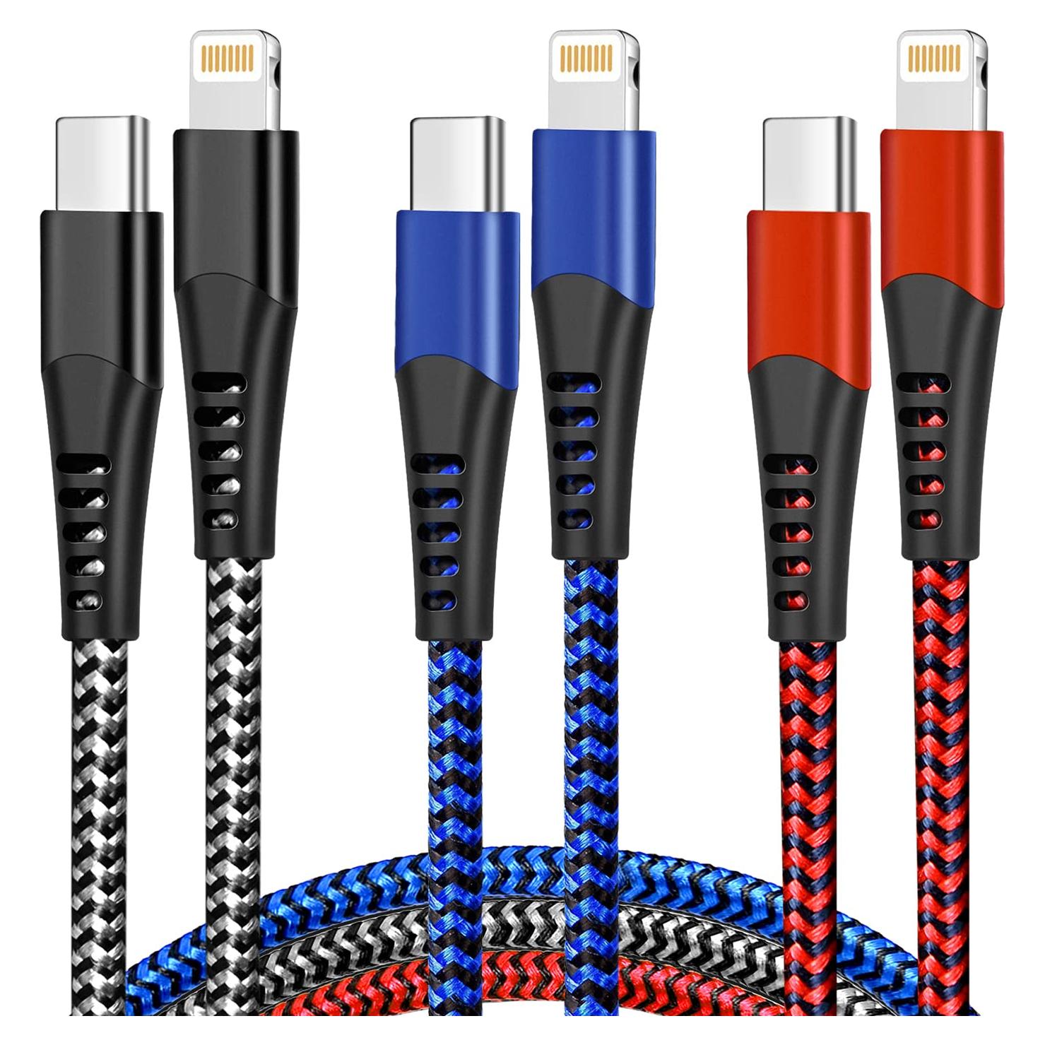 Cable USB C a Lightning 3 Pack 1.83m Cargador MFi iPhone