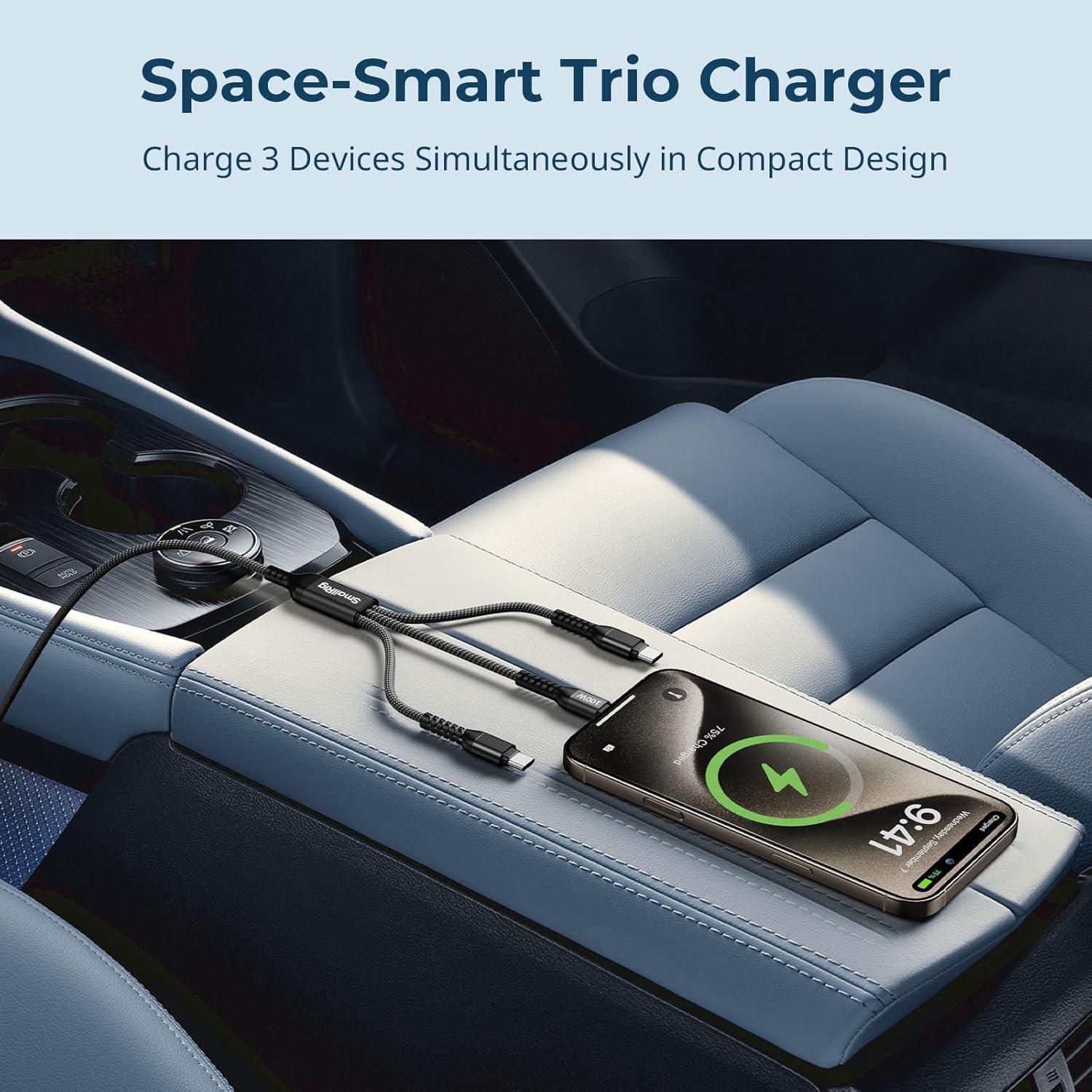 Cable USB-C 3-en-1 SmallRig 100W 1.22m Negro - Modelo 5079