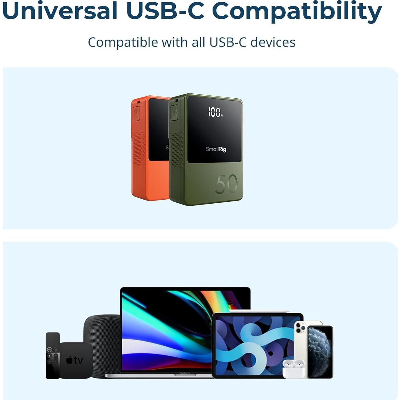 Cable USB-C 3-en-1 SmallRig 100W 1.22m Negro - Modelo 5079