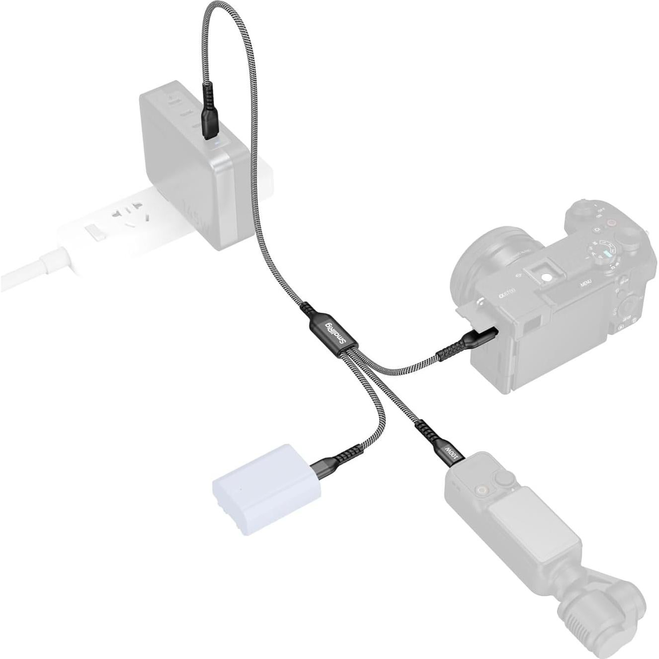 Cable USB-C 3-en-1 SmallRig 100W 1.22m Negro - Modelo 5079