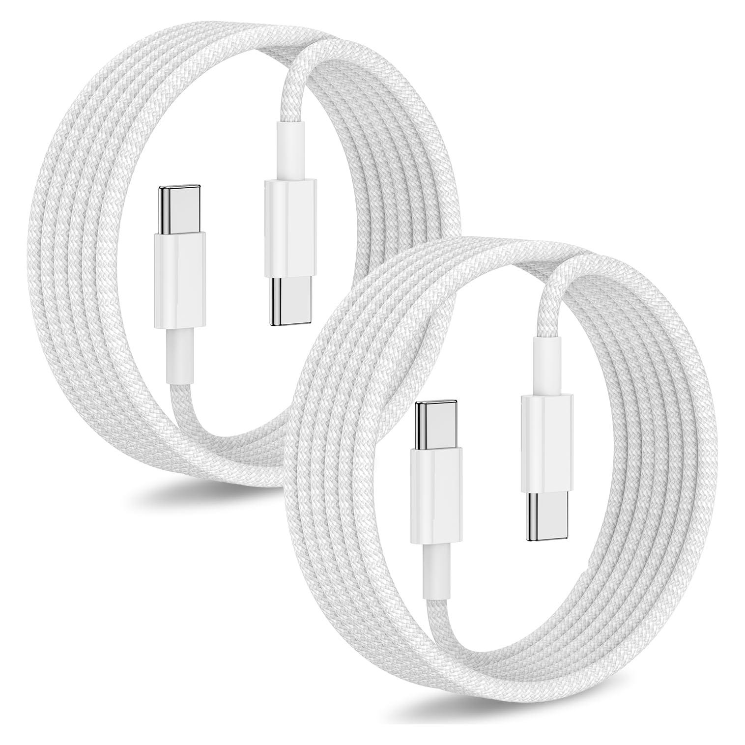 Paquete de 2 Cables USB-C a USB-C 1.83 m Hefaao Carga Rápida