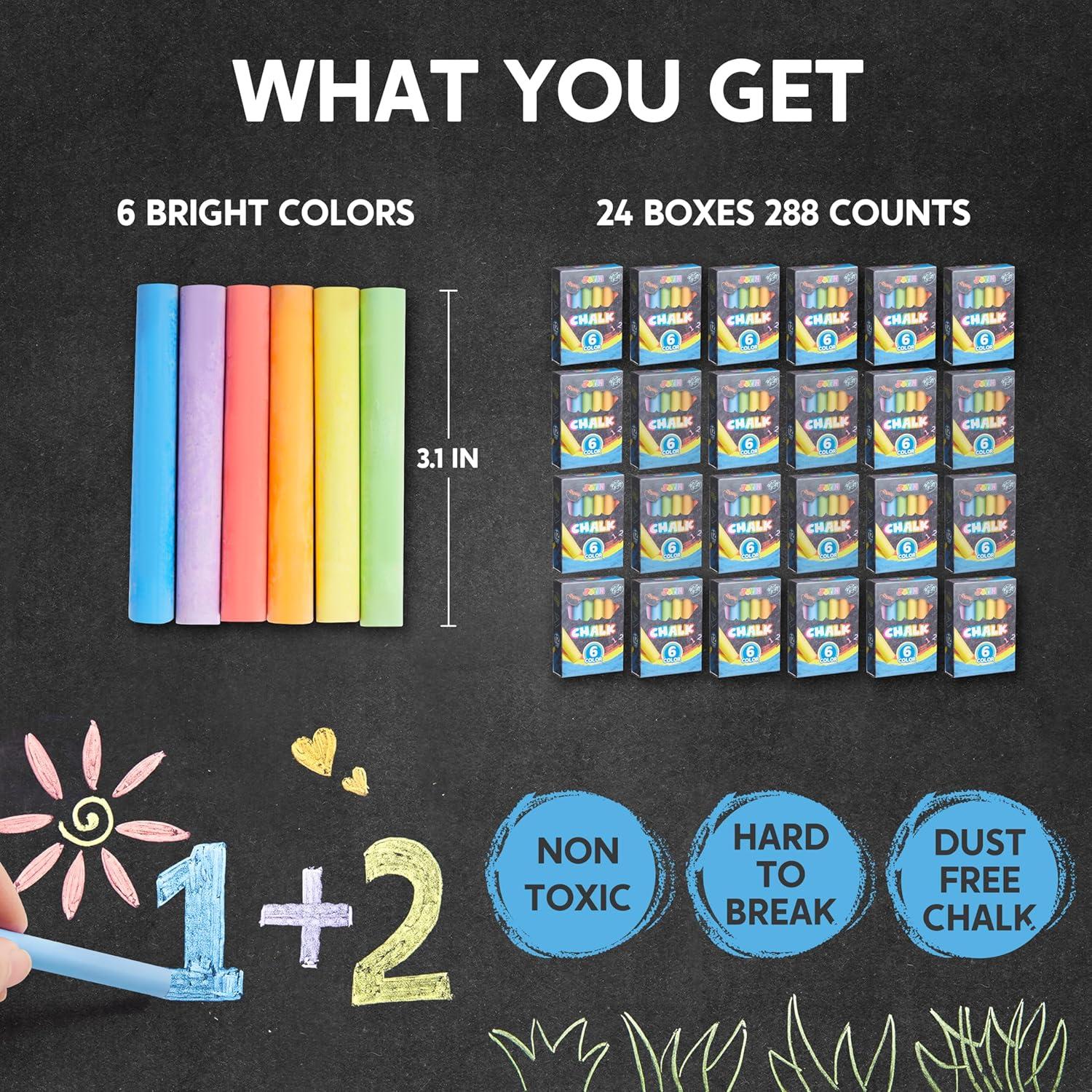 Tizas Mini Coloridas JOYIN 24 Cajas No Tóxicas 288 Piezas