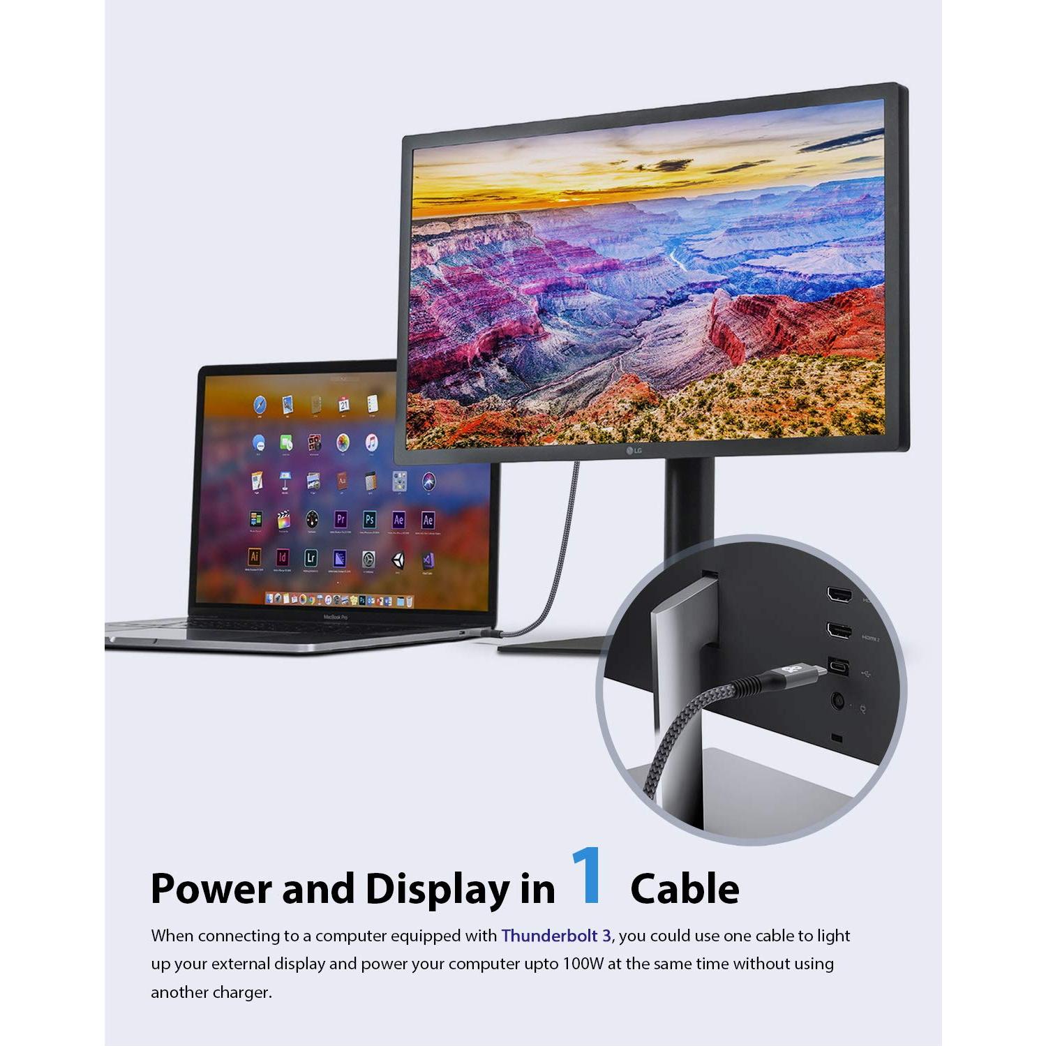 Cable USB C 2m ANDNOVA 20Gbps 4K 60Hz Carga Rápida