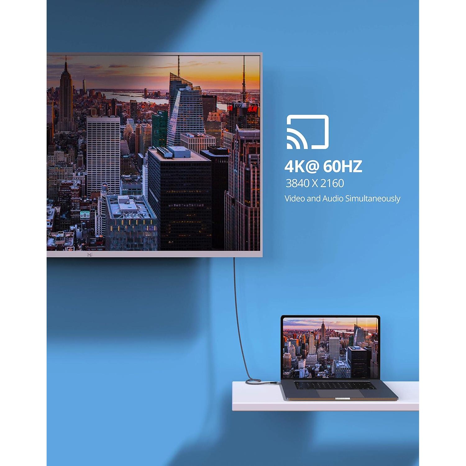 Cable USB C 2m ANDNOVA 20Gbps 4K 60Hz Carga Rápida