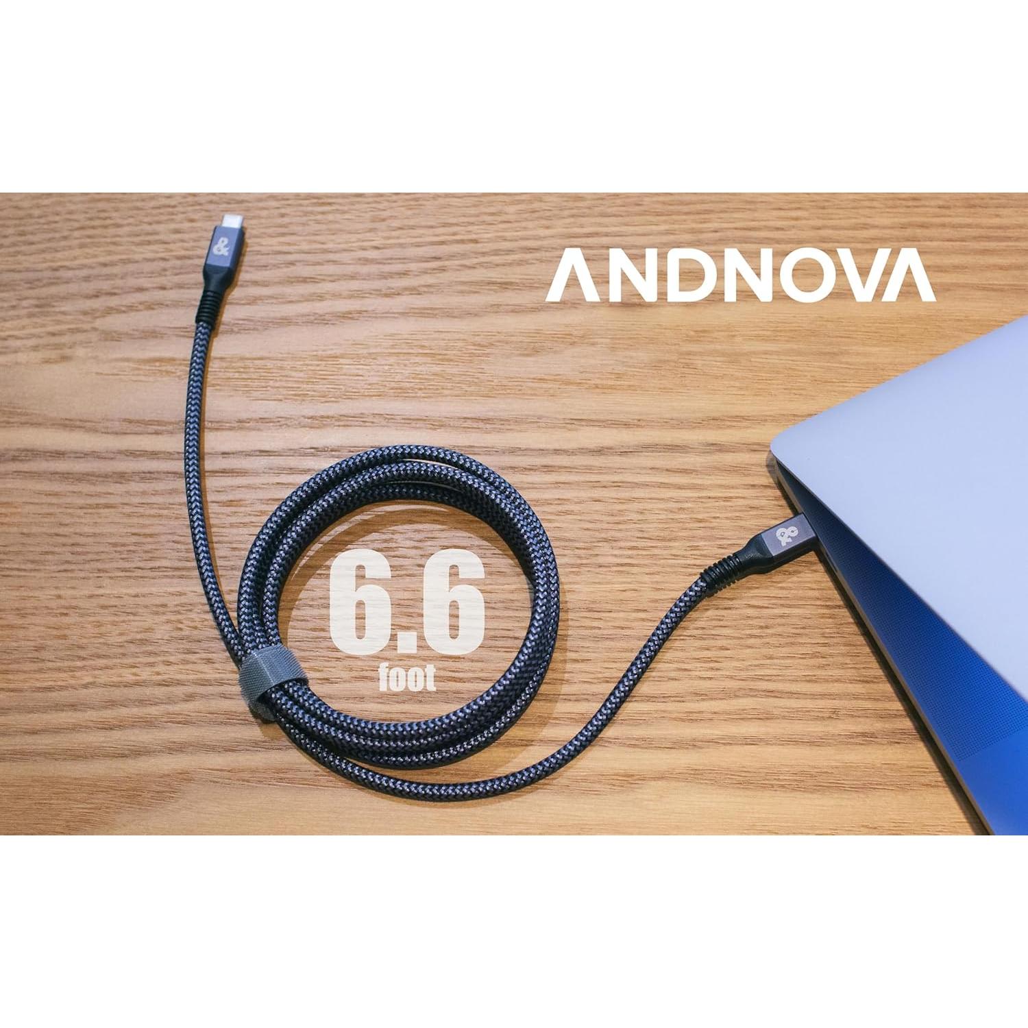 Cable USB C 2m ANDNOVA 20Gbps 4K 60Hz Carga Rápida