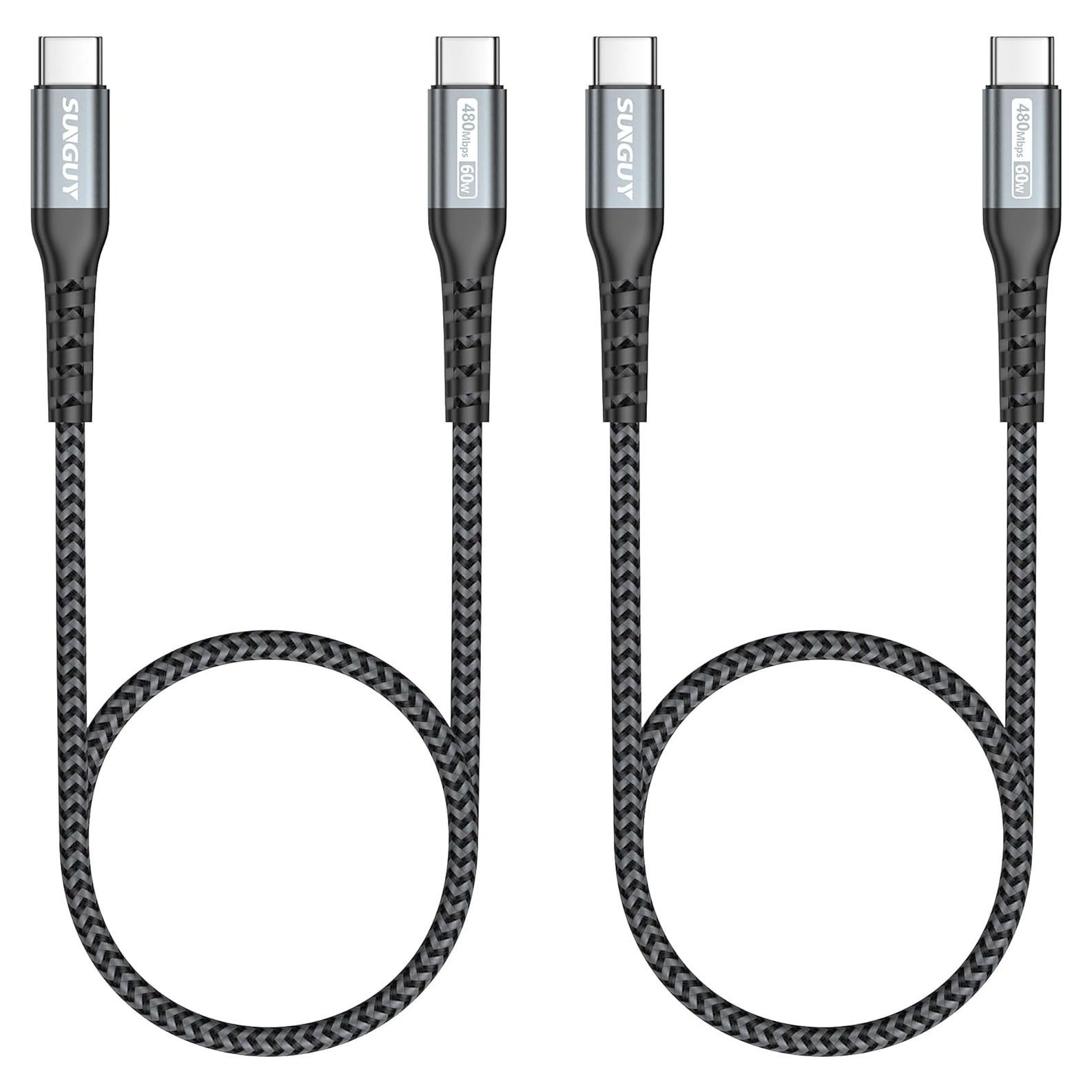 Cable USB C a USB C SUNGUY 1.5FT 60W Carga Rápida 2Pack