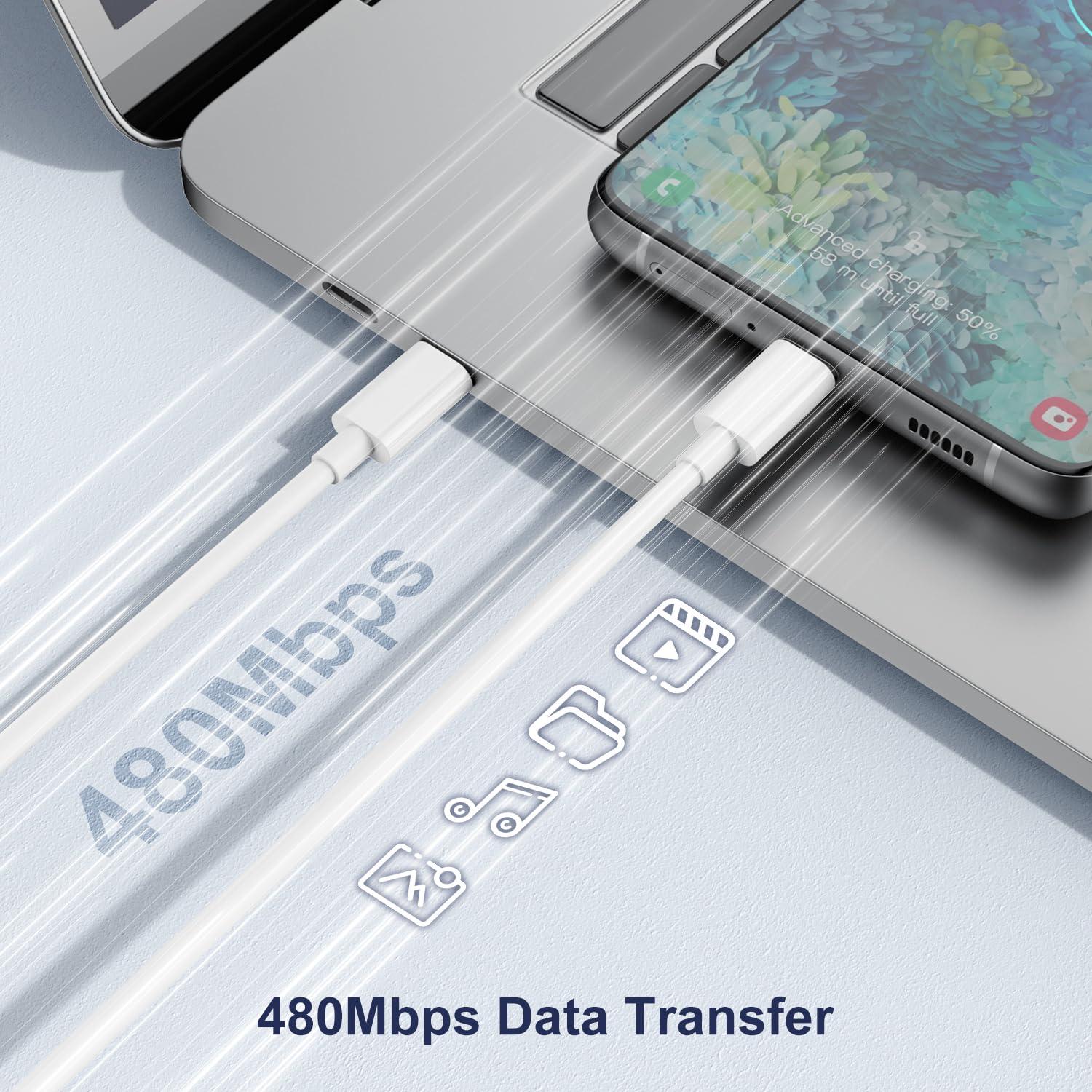 Cable USB C a USB C 60W Hefaao 6 pies (1.83m) Paquete de 2