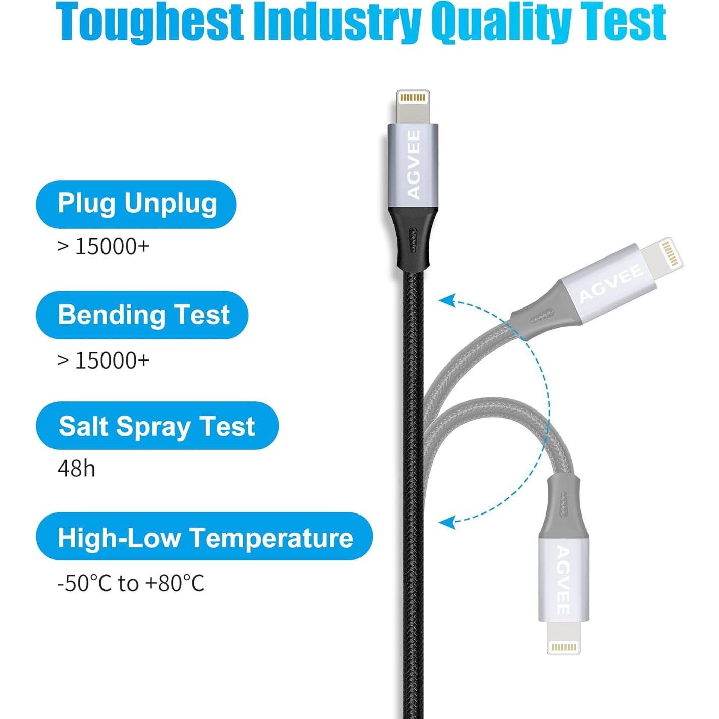 Adaptador USB-C a Lightning AGVEE 30W 10cm Gris Oscuro